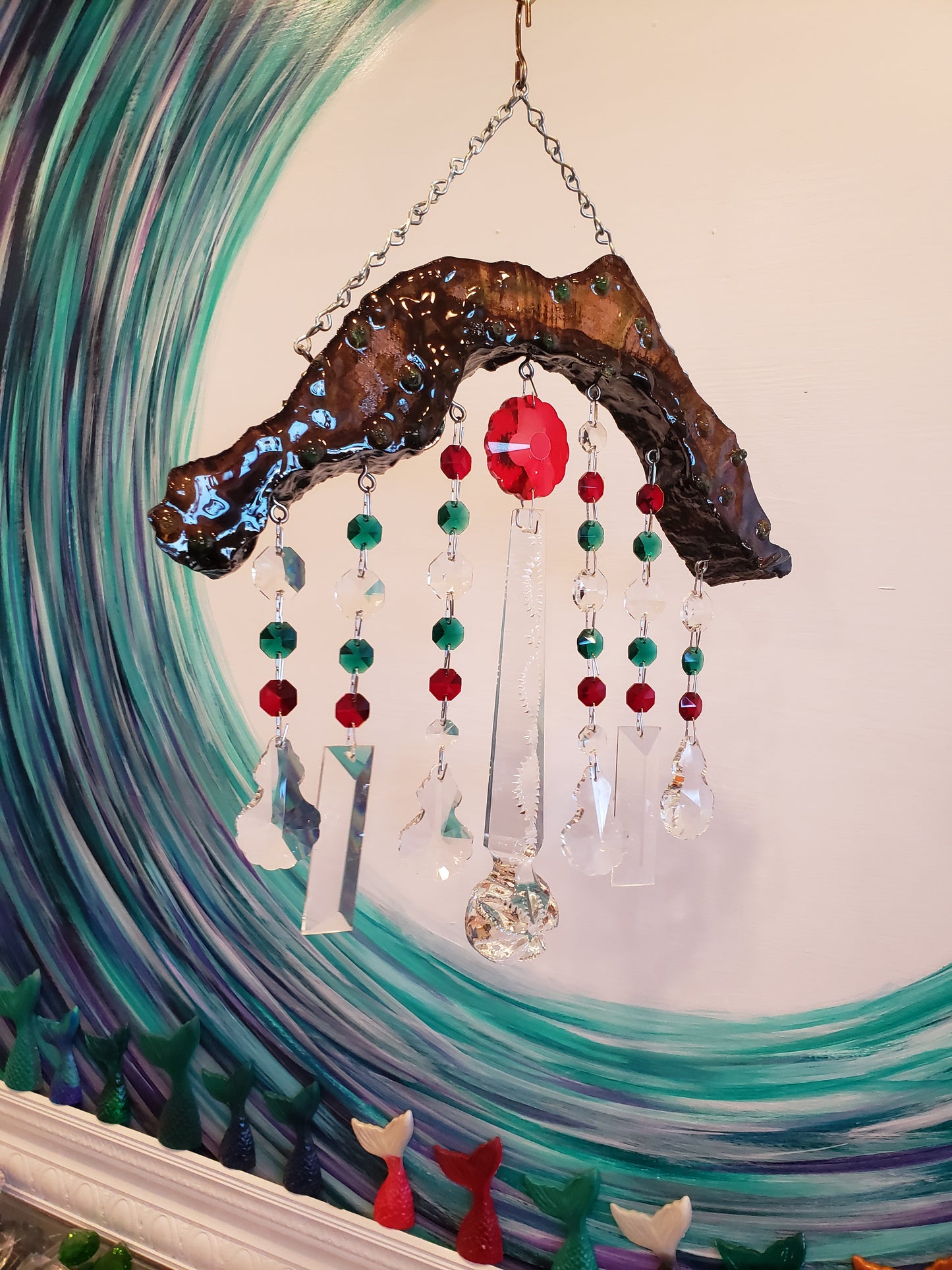 Handmade one of a kind cherry inspired windchime suncatcher