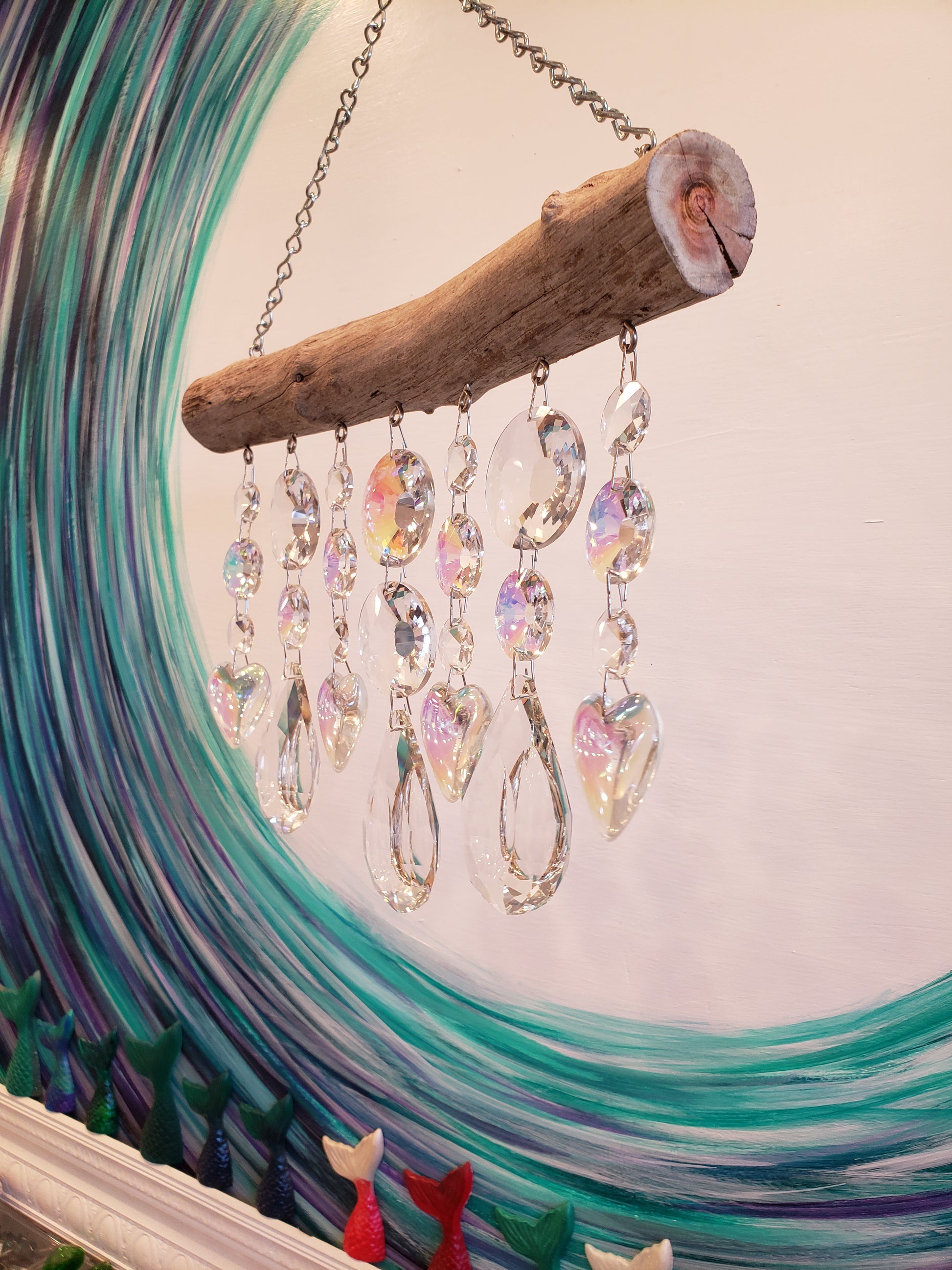 Hearts chandelier crystal suncatcher by Dazzling Driftwood Auburndale Florida