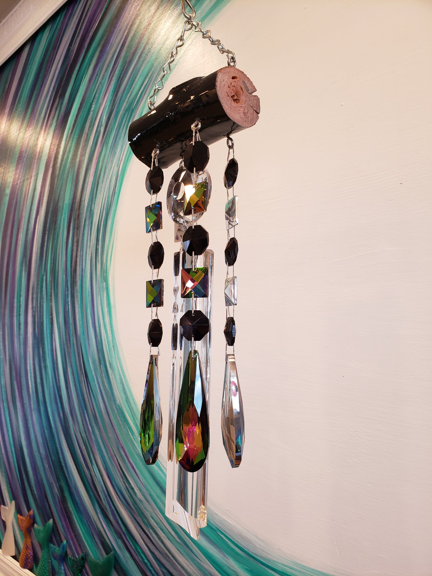 Dazzling Driftwood handmade unique chandelier crystal windchimes