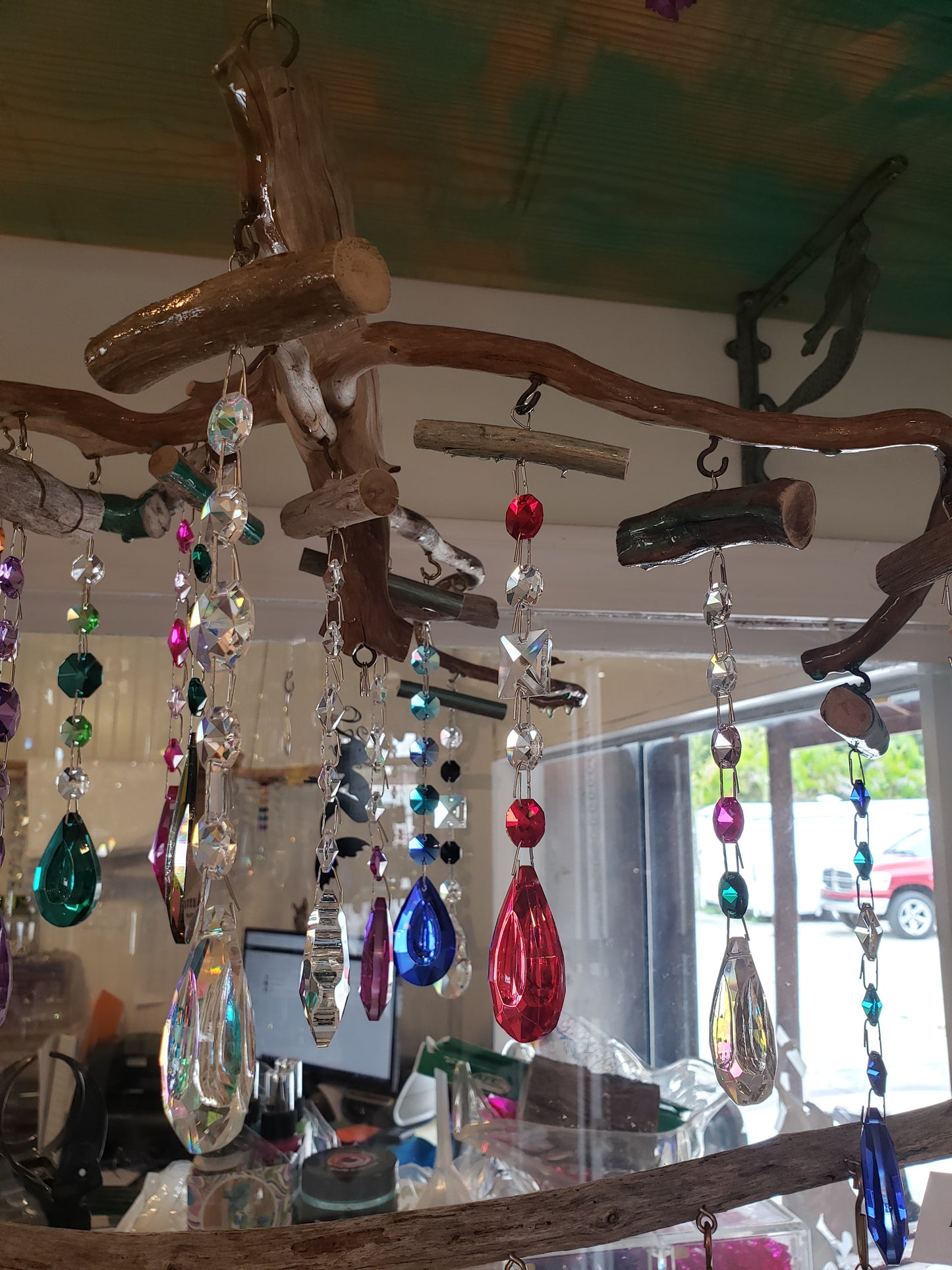 handmade chandelier crystal sun catching driftwood suncatcher 