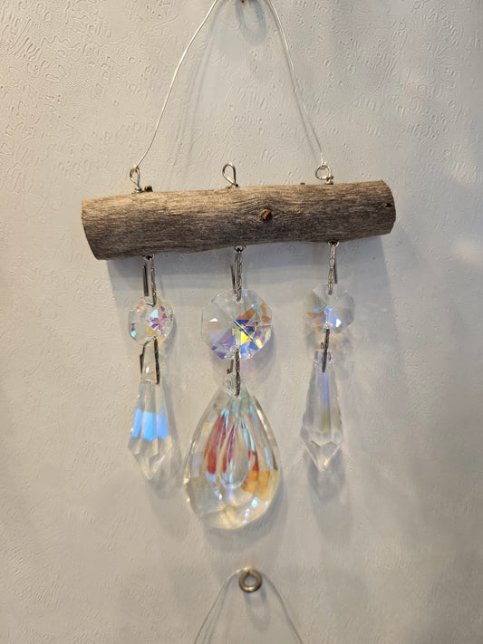 Aurora borealis chandelier crystal suncatcher micro 3 by Dazzling Driftwood   