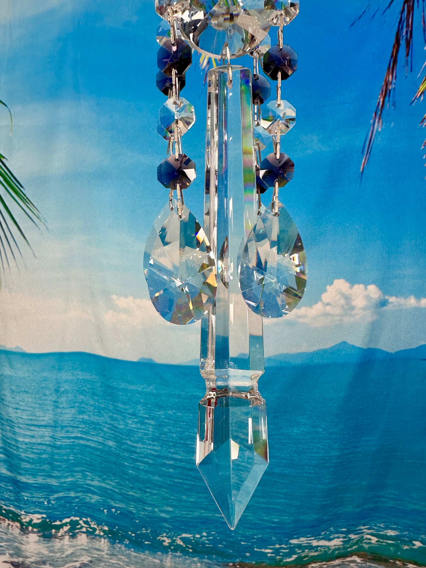 Driftwood and Oyster-shell Sun-catching Windchime & Crystal 5 Strand