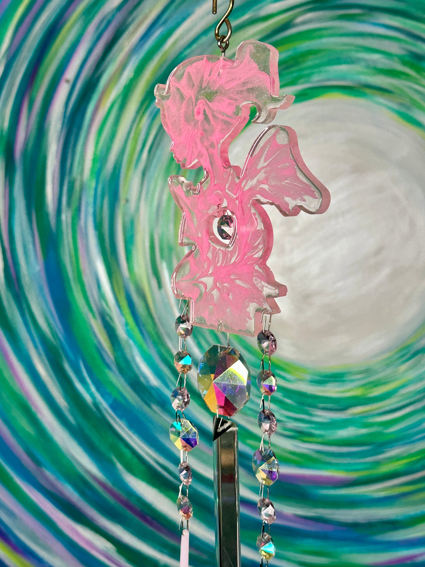 Epoxy Resin Little Angel Girl Suncatching Windchime