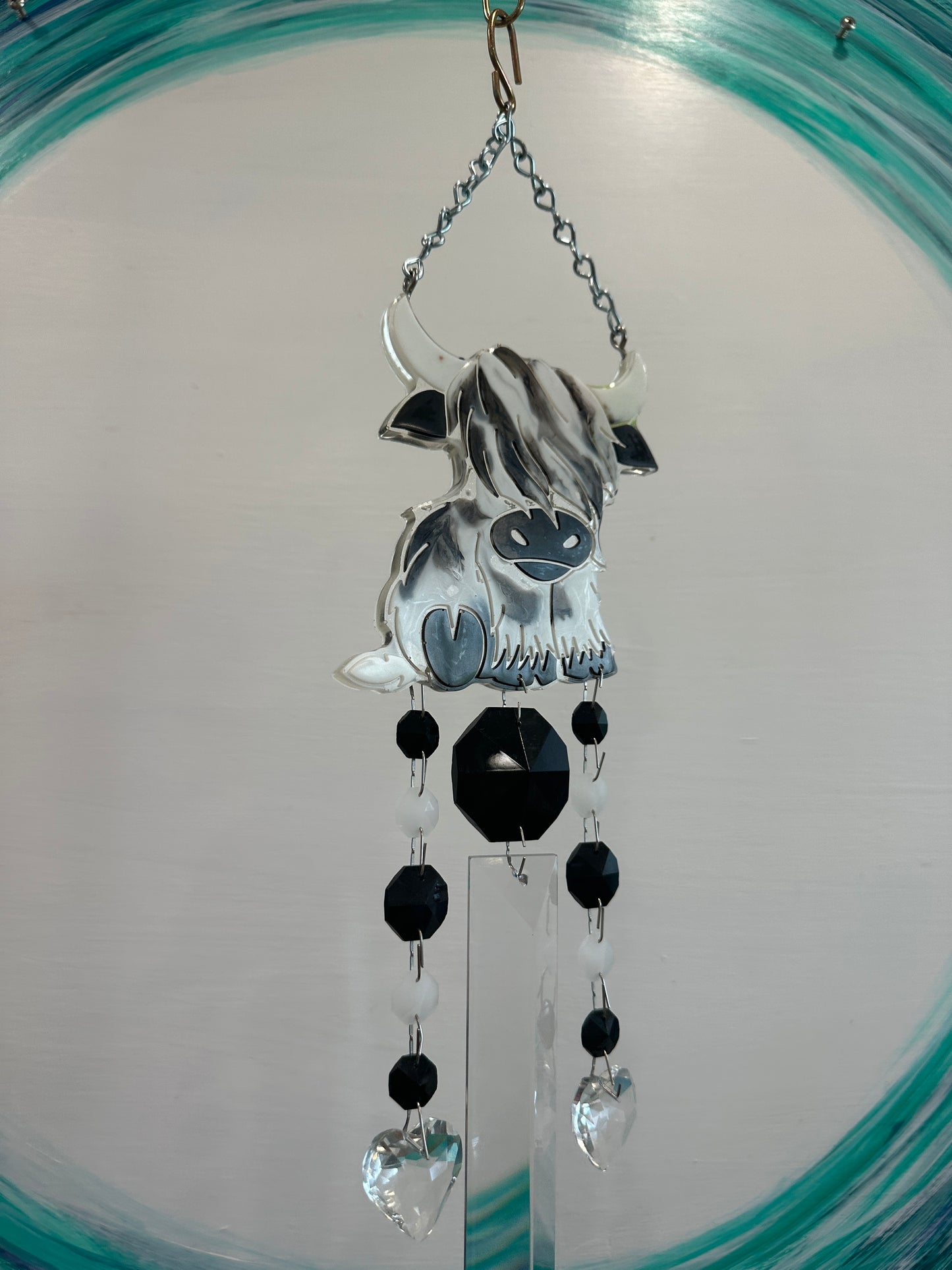 Dazzling Epoxy Highland Cow Suncatching Windchime 3 Strand