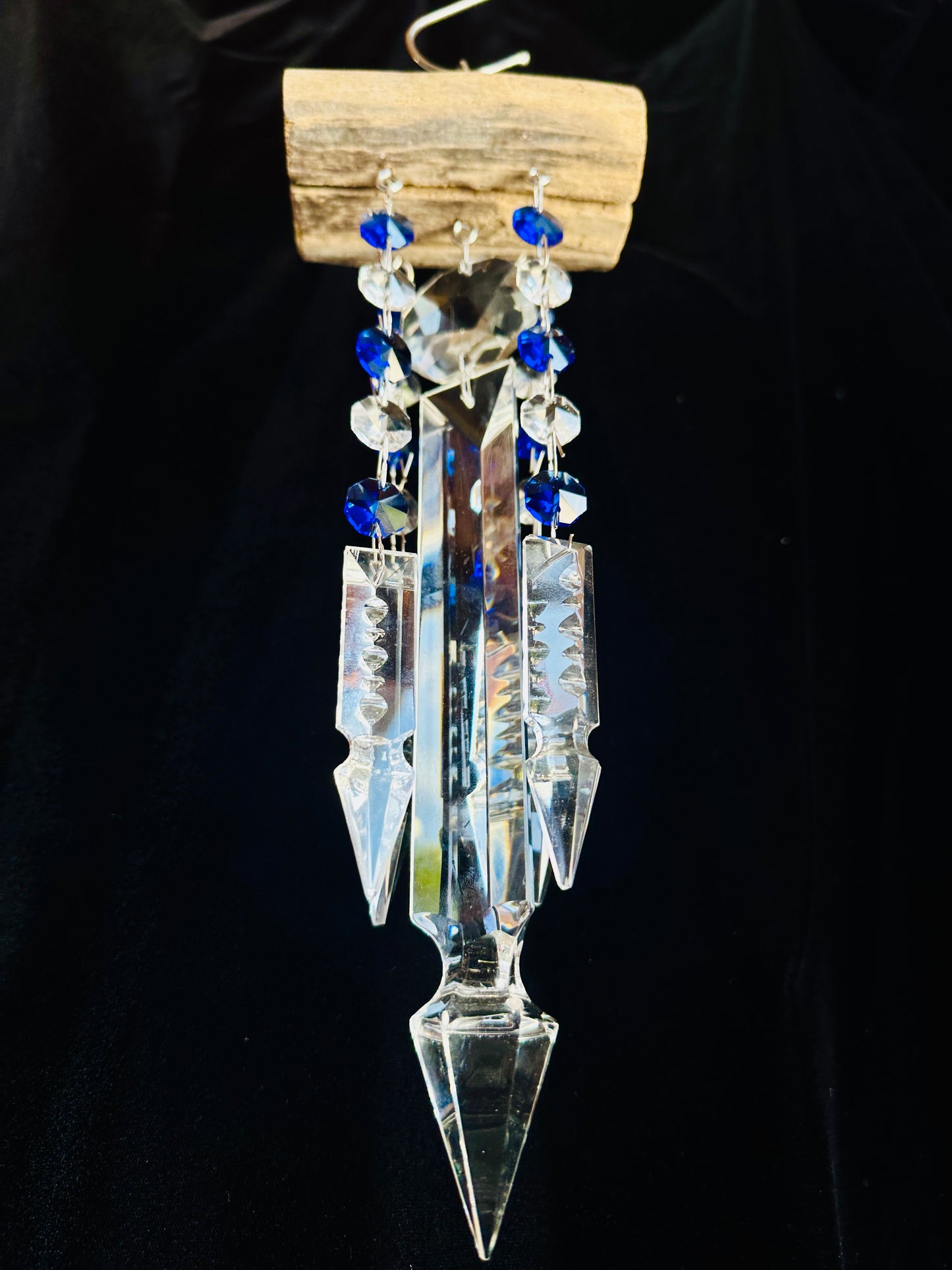 Natural Driftwood and Chandelier Crystal Sun-catching Wind-chime 5 Strand