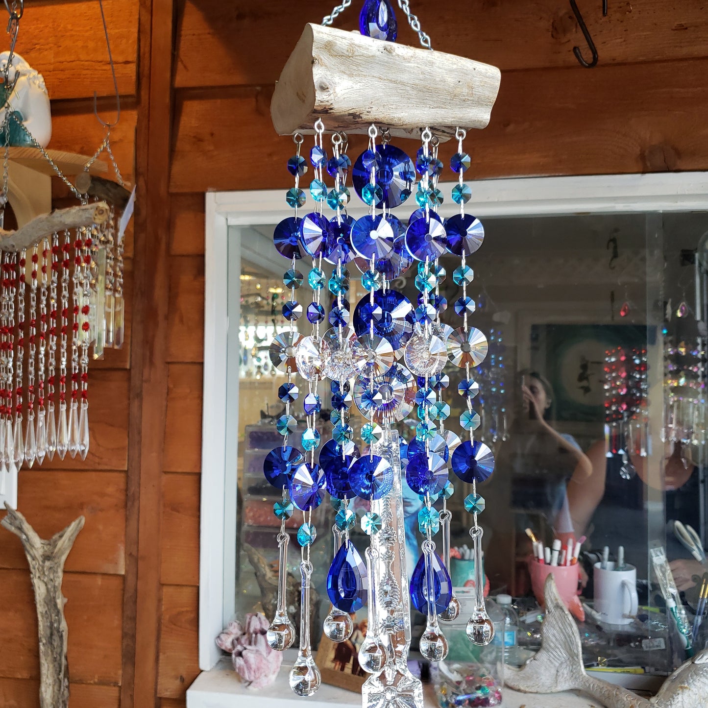 natural driftwood wind-chime chandelier-crystals extra extra large boho sand-dollar