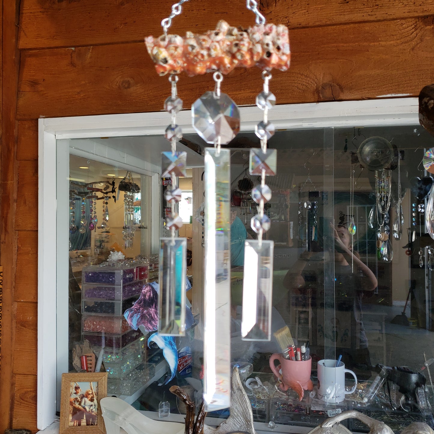barnacle epoxied 3 windchime chandelier crystals