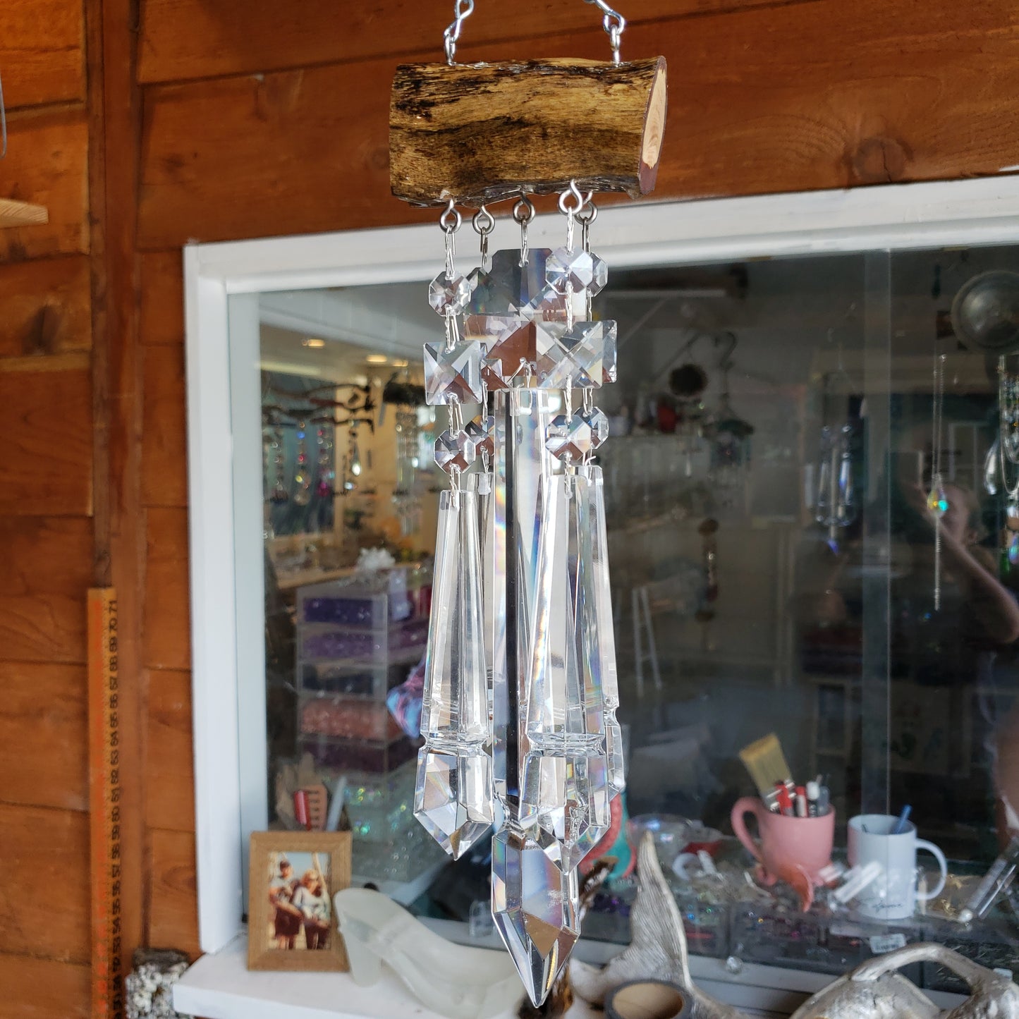 chandelier crystal wind-chime sun-catcher dazzling driftwood
