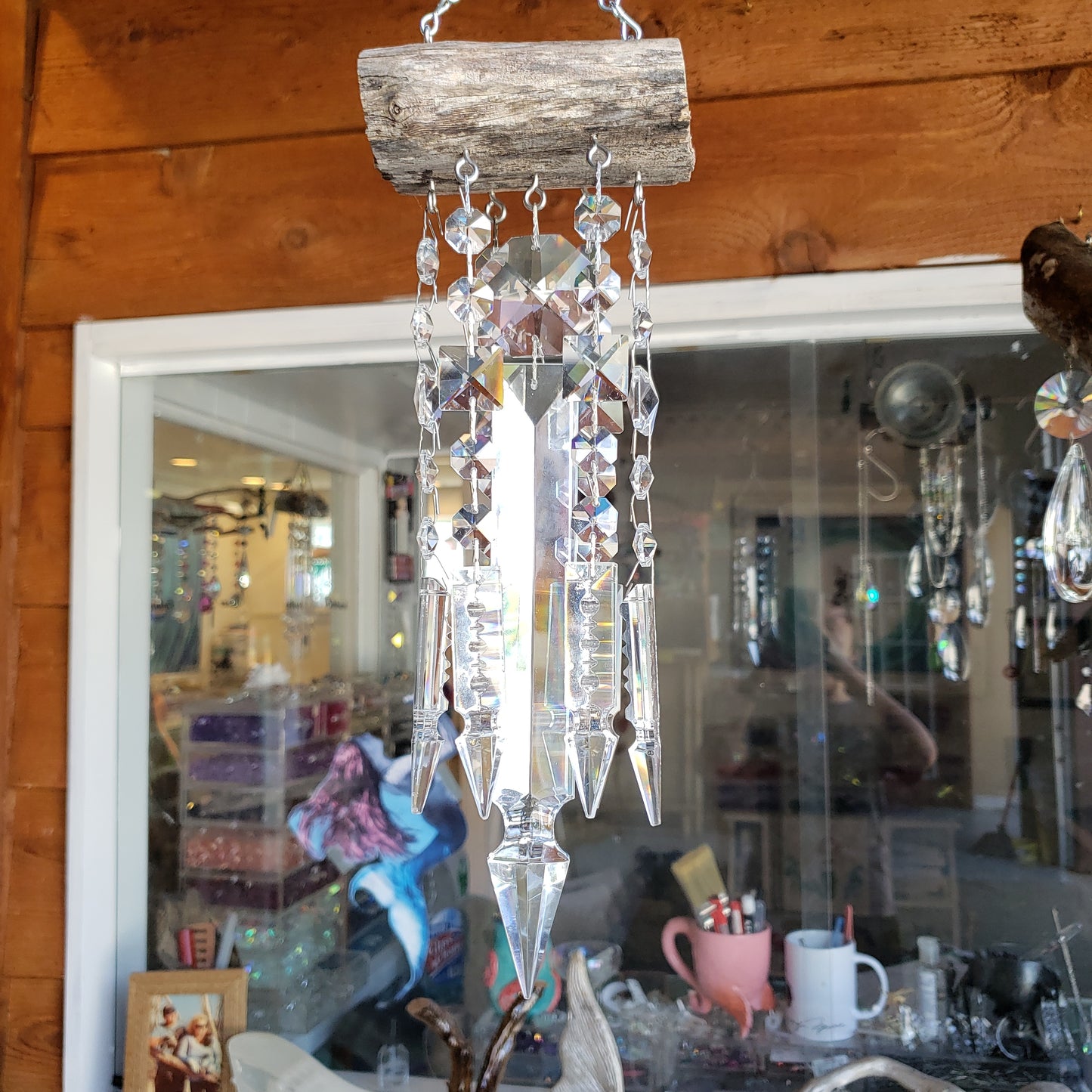 Dazzling Driftwood handmade wind chime sun catcher