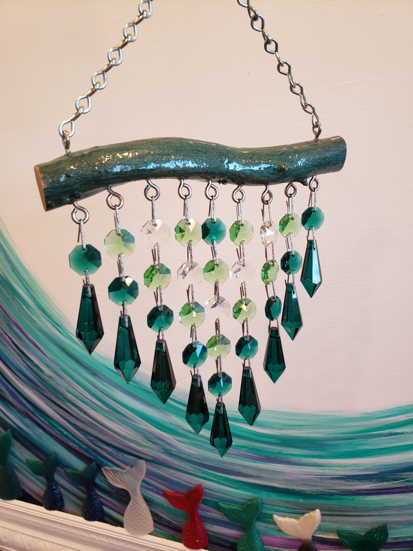 Chandelier crystal suncatcher handmade art