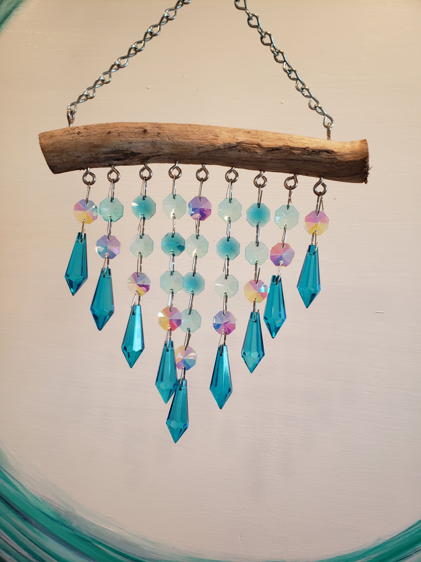 Chandelier crystal and driftwood suncatcher