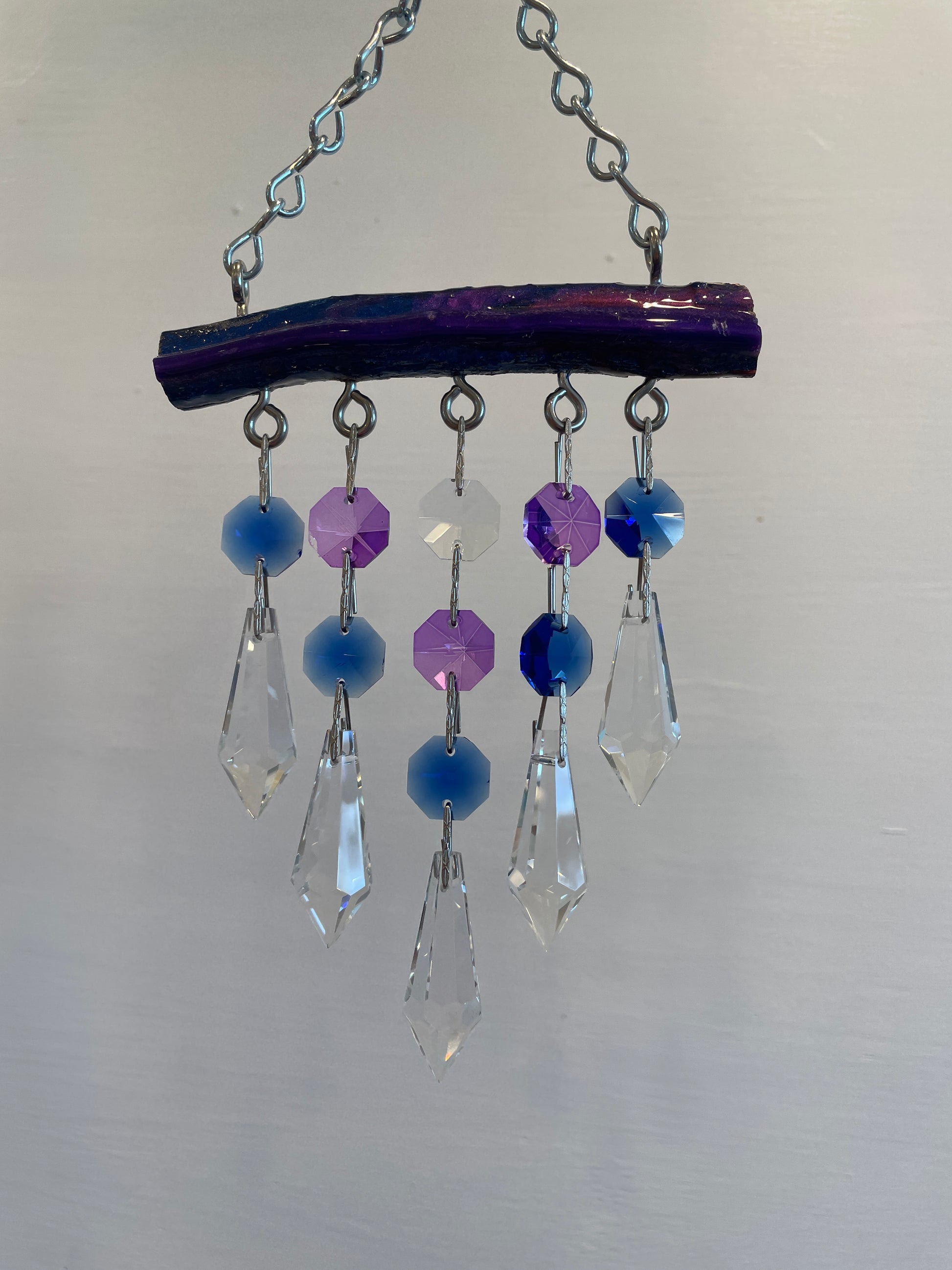 rainbow tree blue purple epoxy resin driftwood crystal chandelier