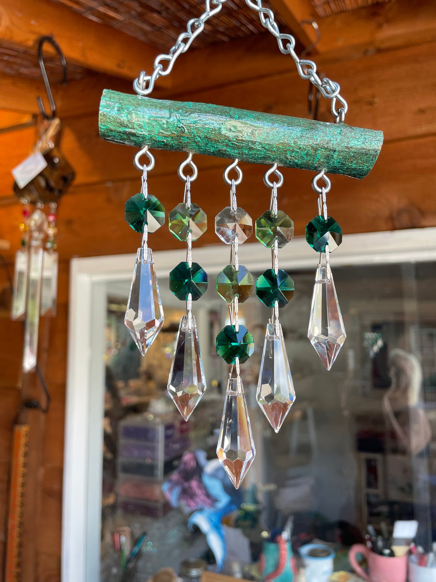 glistening epoxy green sun catcher chandelier crystal
