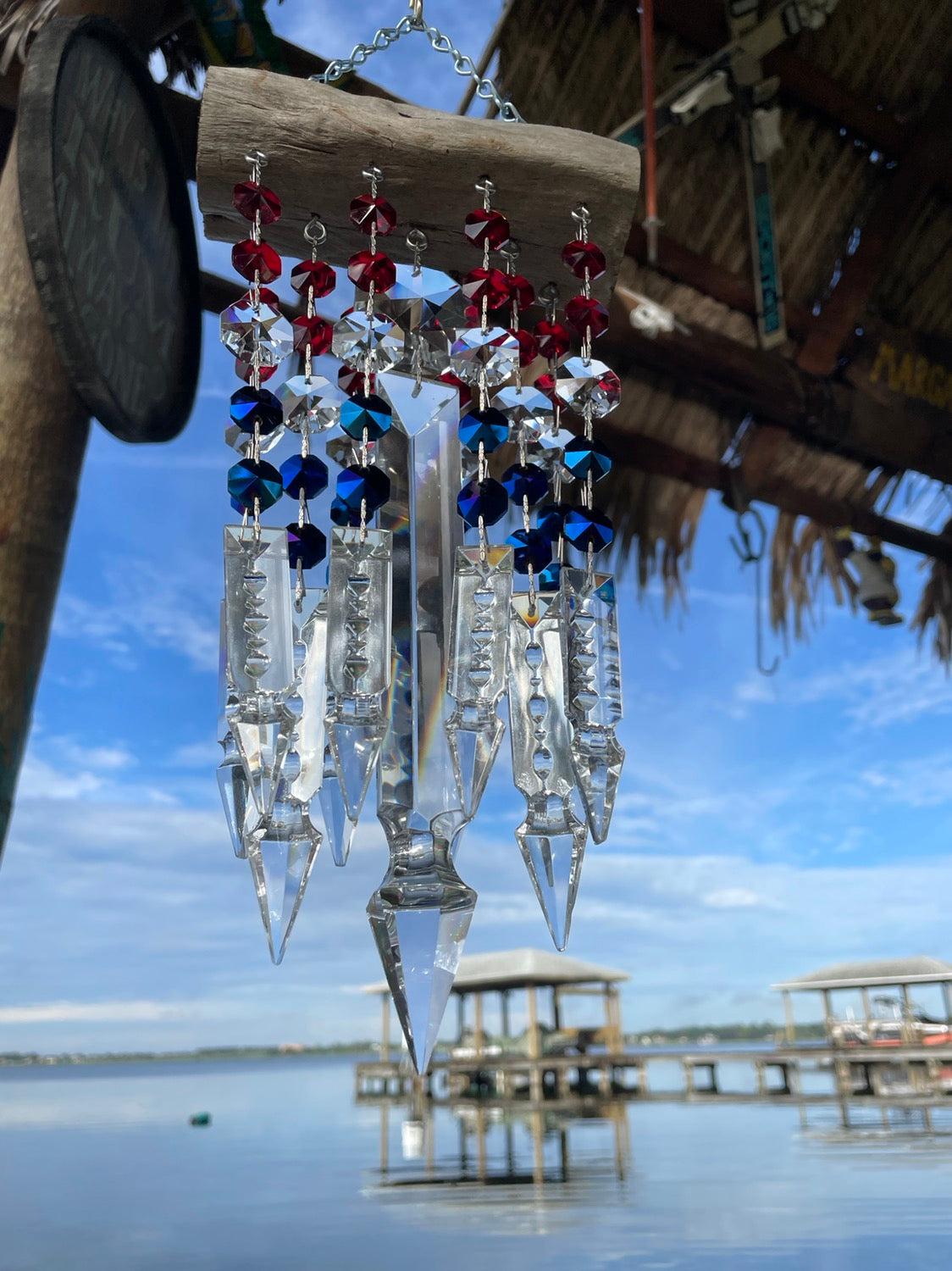 chandelier crystal wind chime sun catcher USA dazzling driftwood