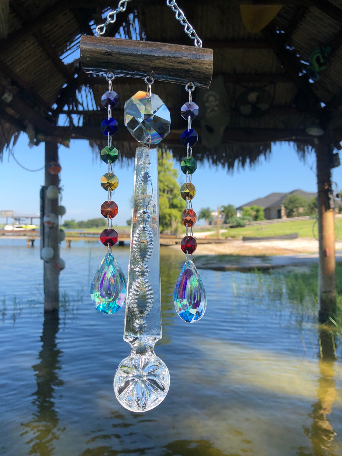 driftwood wind-chime sun-catcher chandelier crystals rainbow