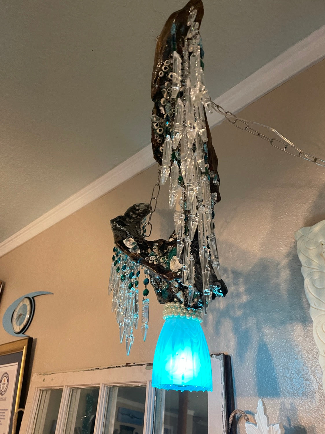 light-fixture by dazzling driftwood chandelier + crystals