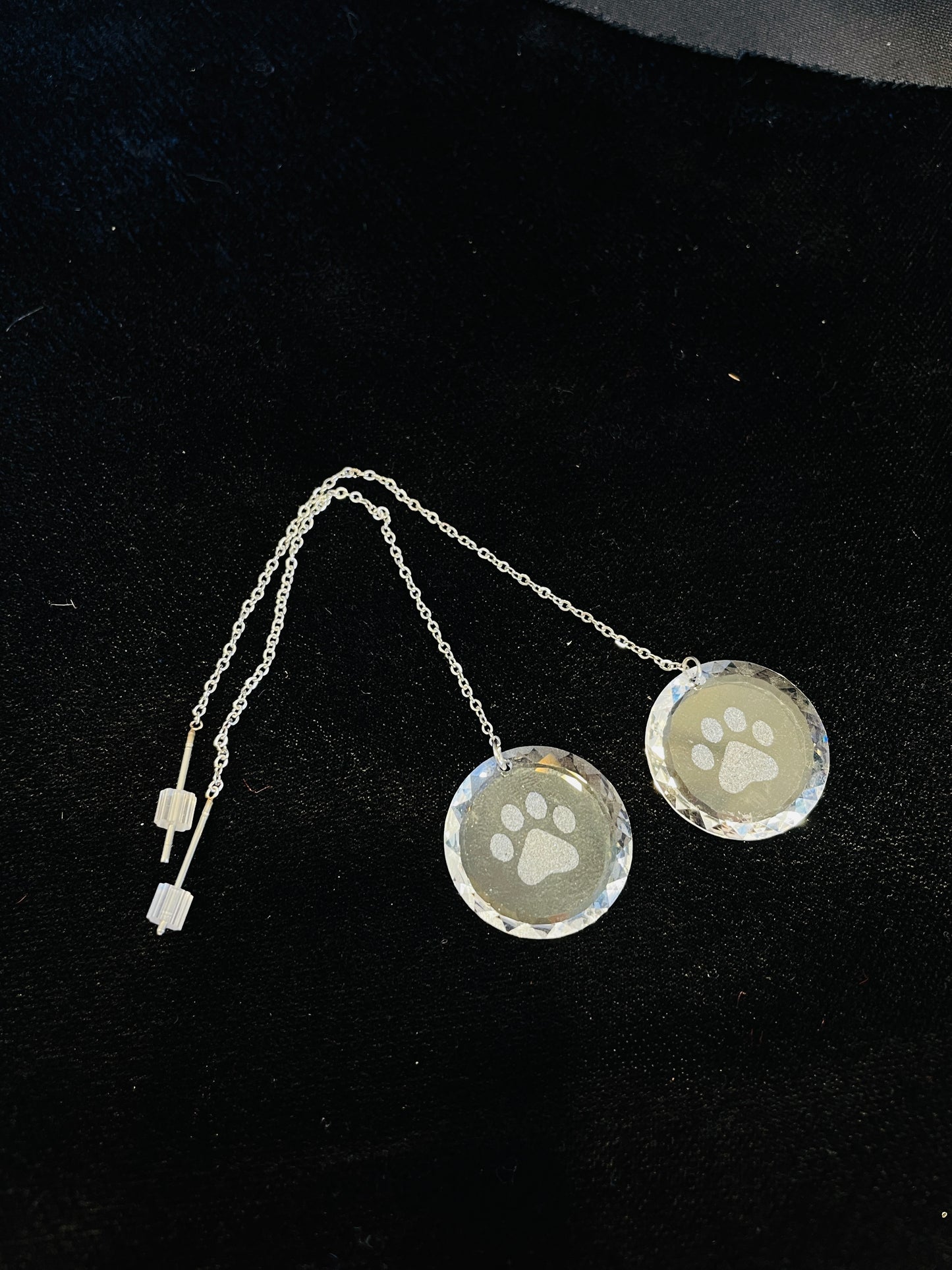 Vintage Swarovski Crystal Earrings Etched Paw Prints