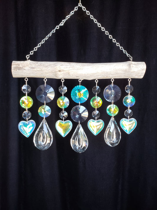 Heart and tear drop chandelier crystal suncatcher Dazzling Driftwood