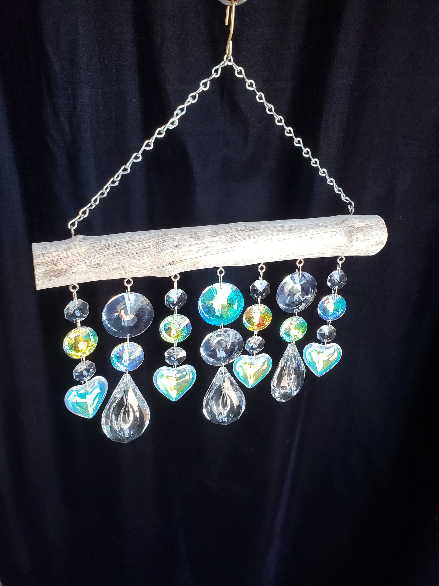 Dazzling Driftwood handmade heart chandlelier crystal suncatcher
