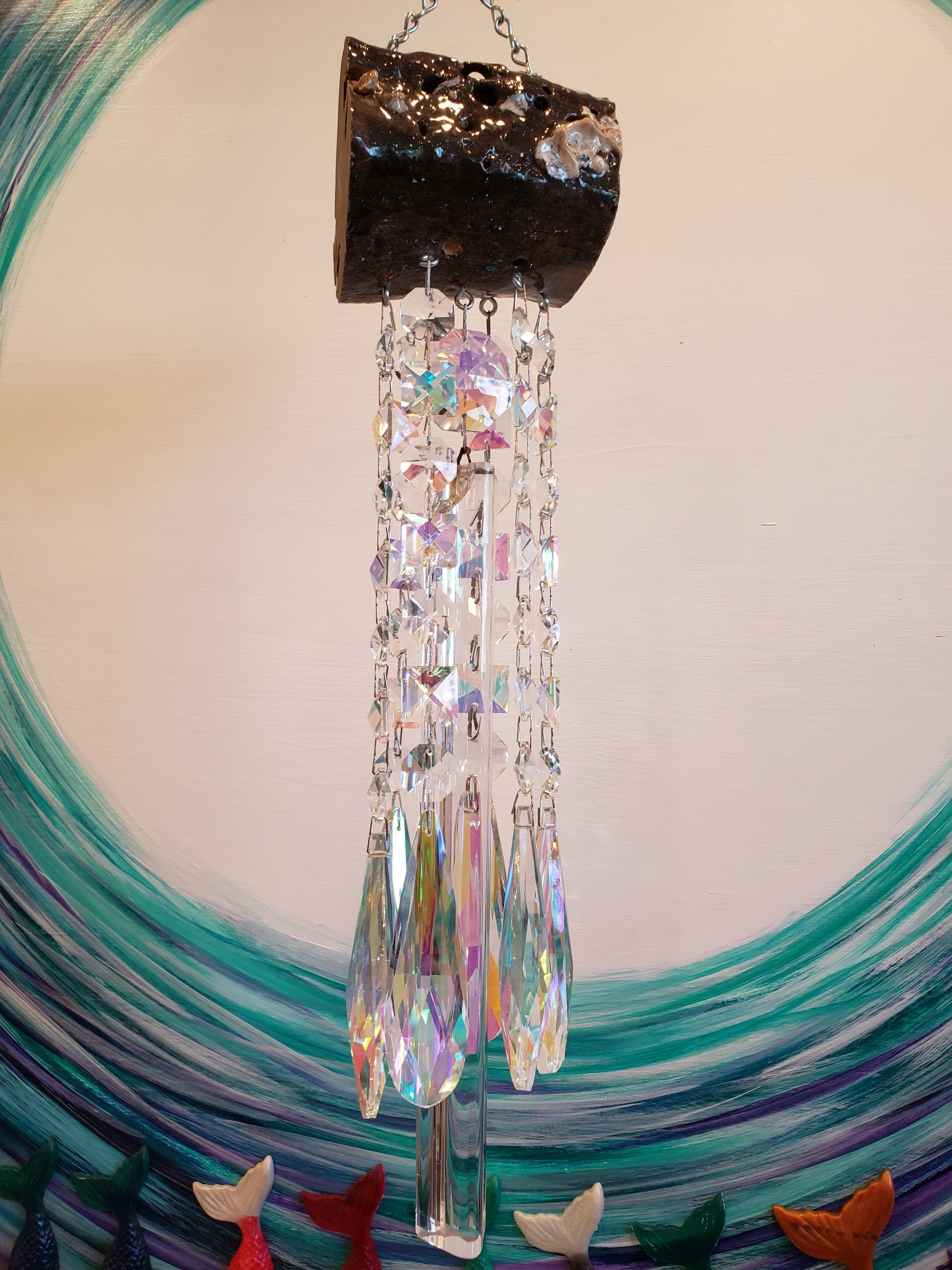 Chandelier crystal windchike suncatcher by Dazzling Driftwood