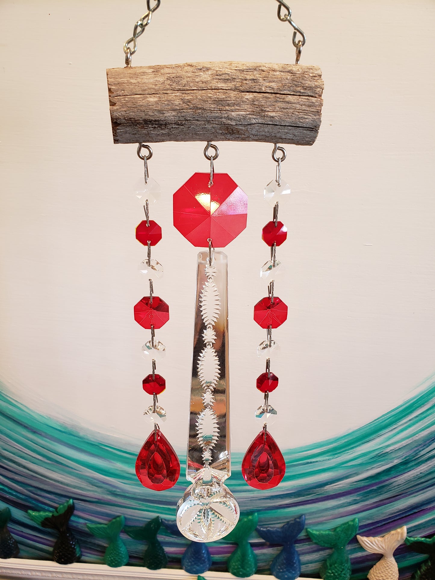 unique handmade gifts, crystal windchime suncatcher by Dazzling Driftwood