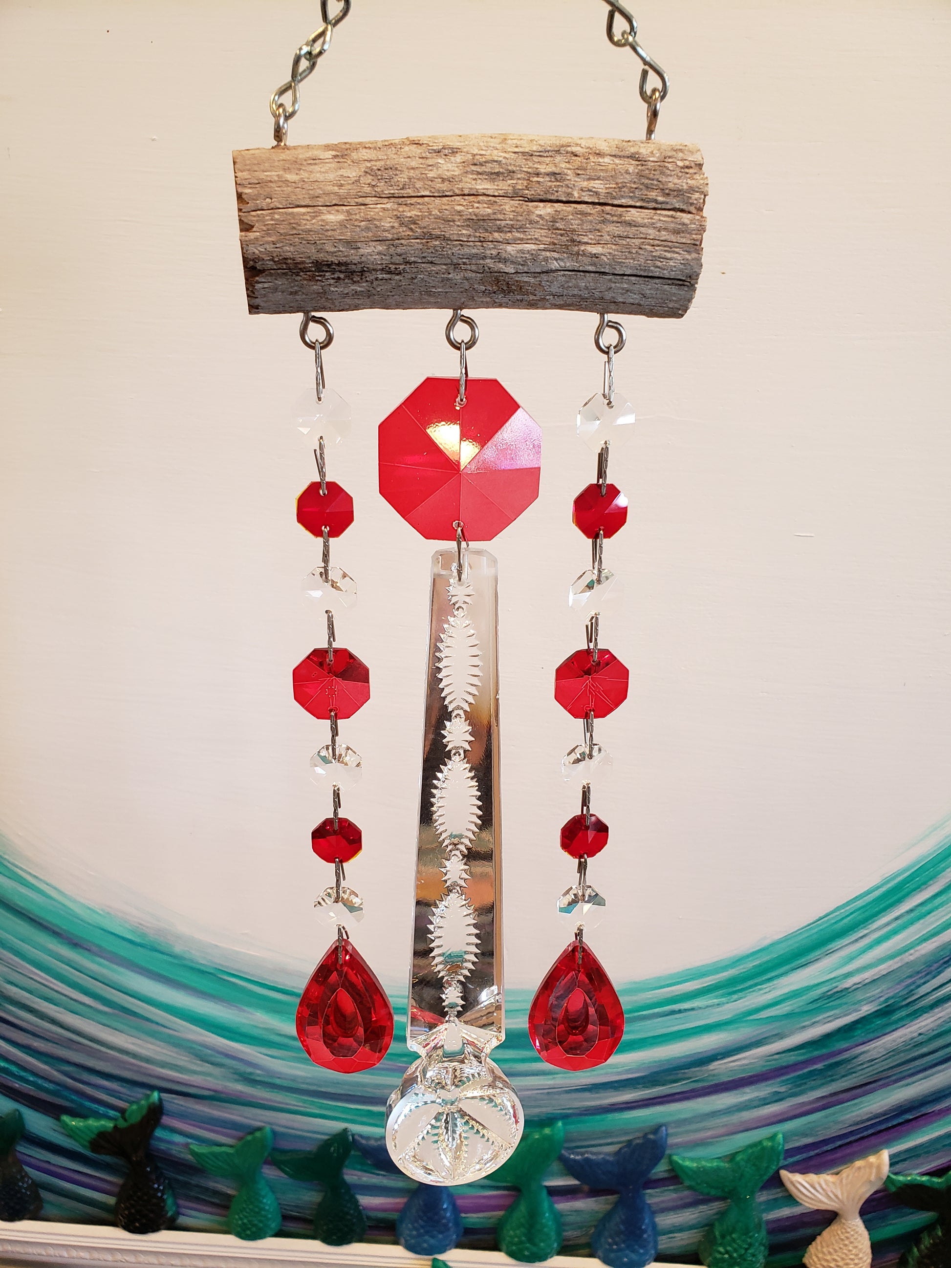 unique handmade gifts, crystal windchime suncatcher by Dazzling Driftwood
