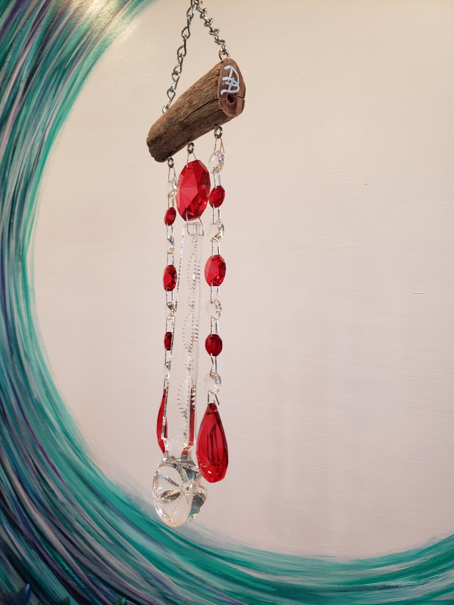 Unique art handmade crystal windchime suncatchers by Dazzling Driftwood