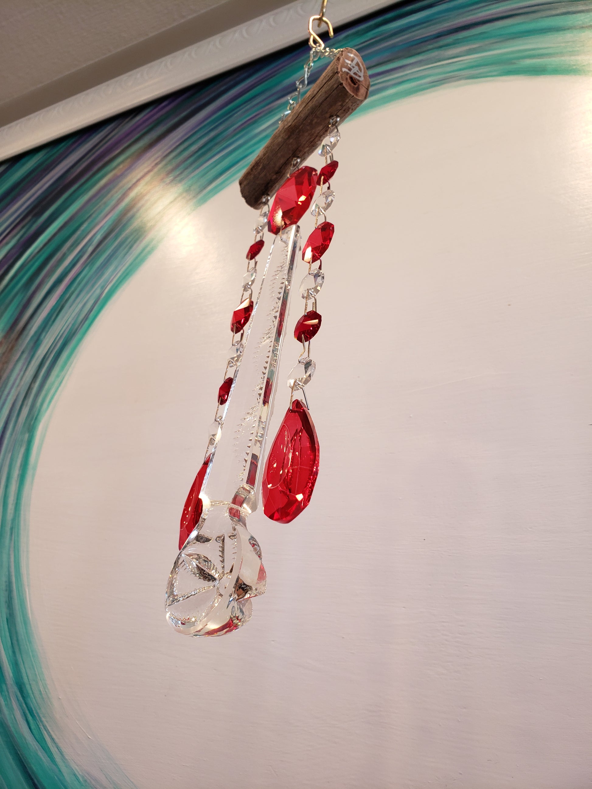 Dazzling Driftwood handmade windchime suncatcher