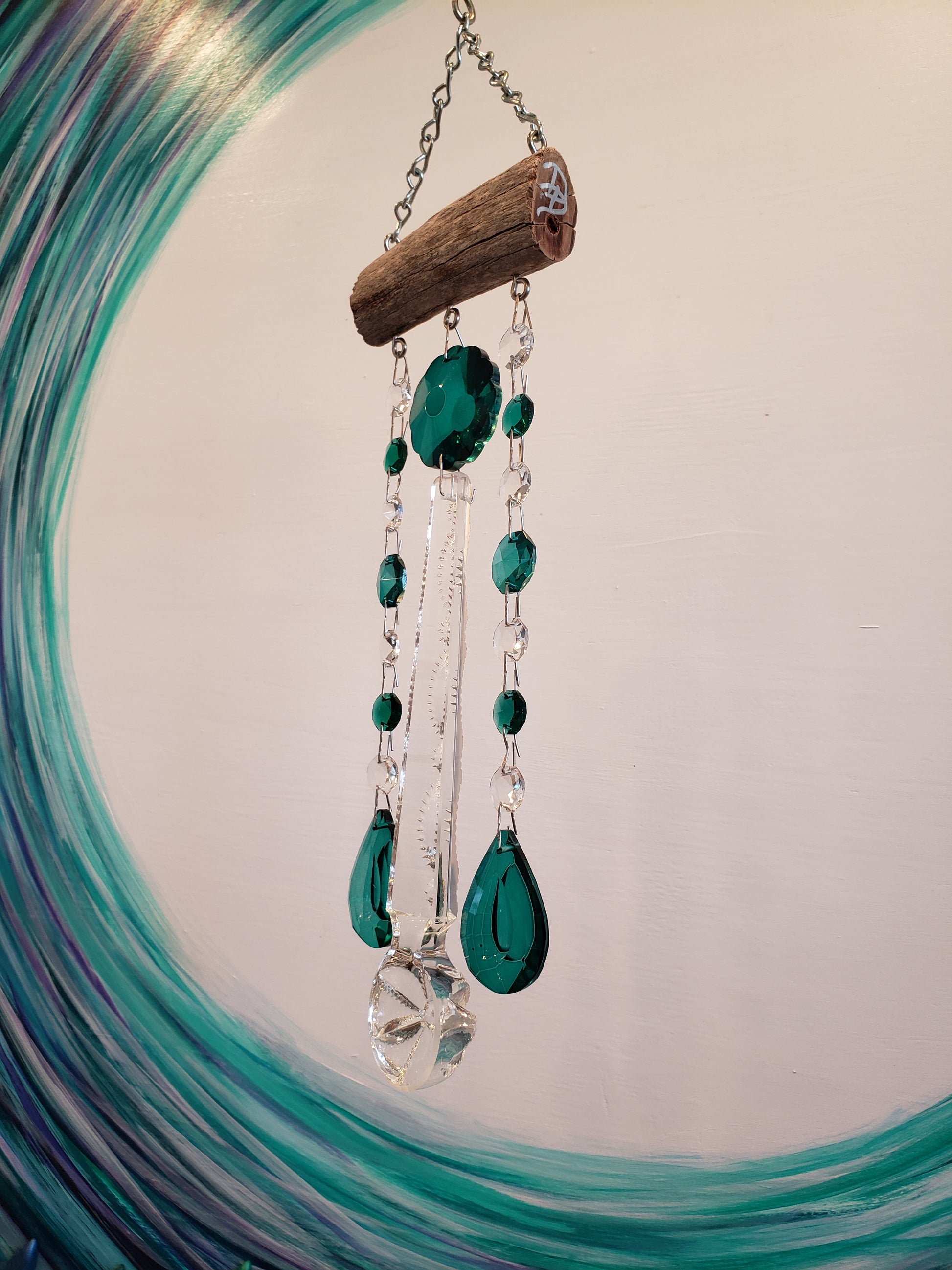 Chandelier crystal windchime suncatcher by Dazzling Driftwood 