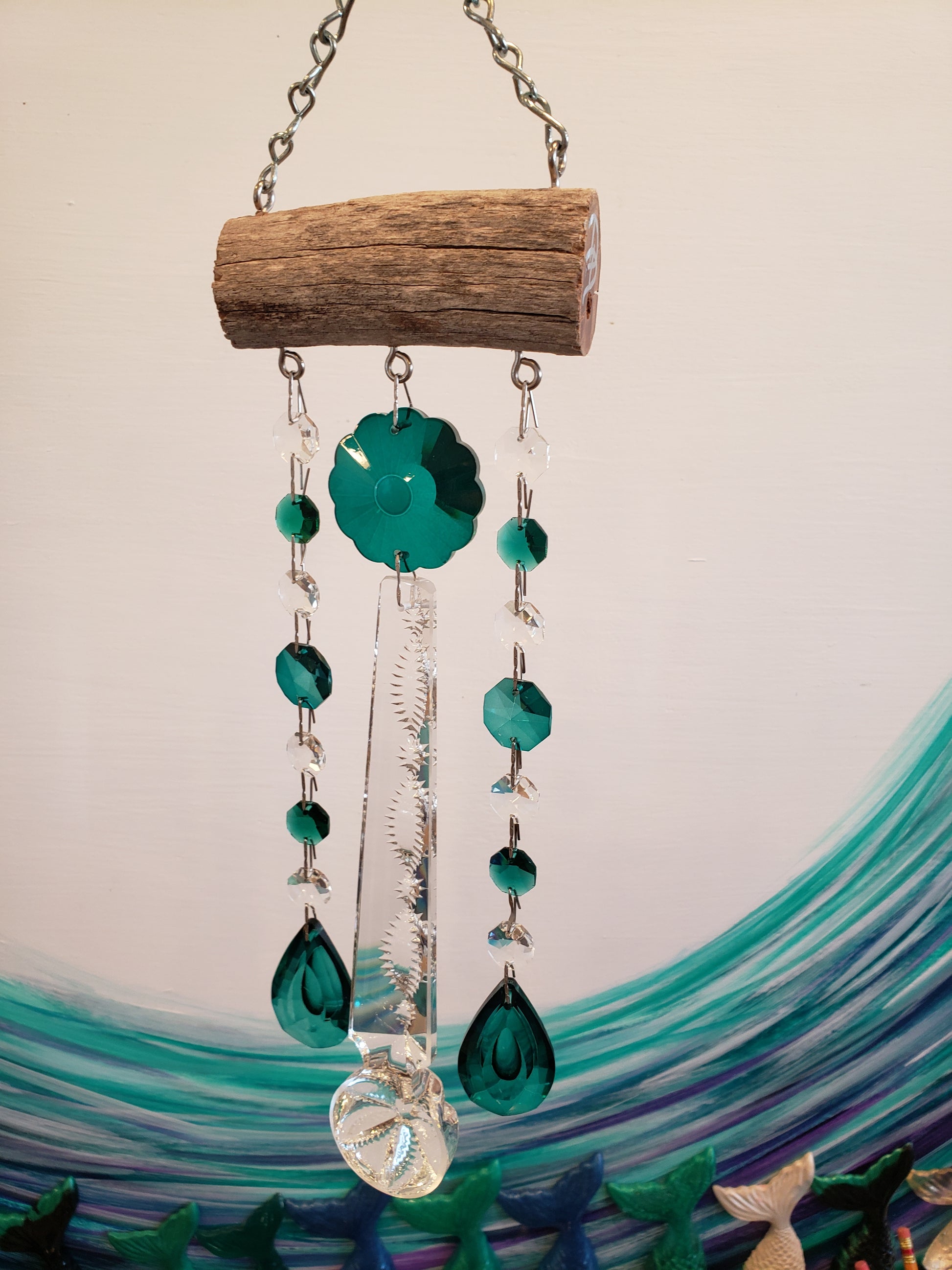 Dazzling Driftwood handmade chandelier crystal windchime suncatcher 