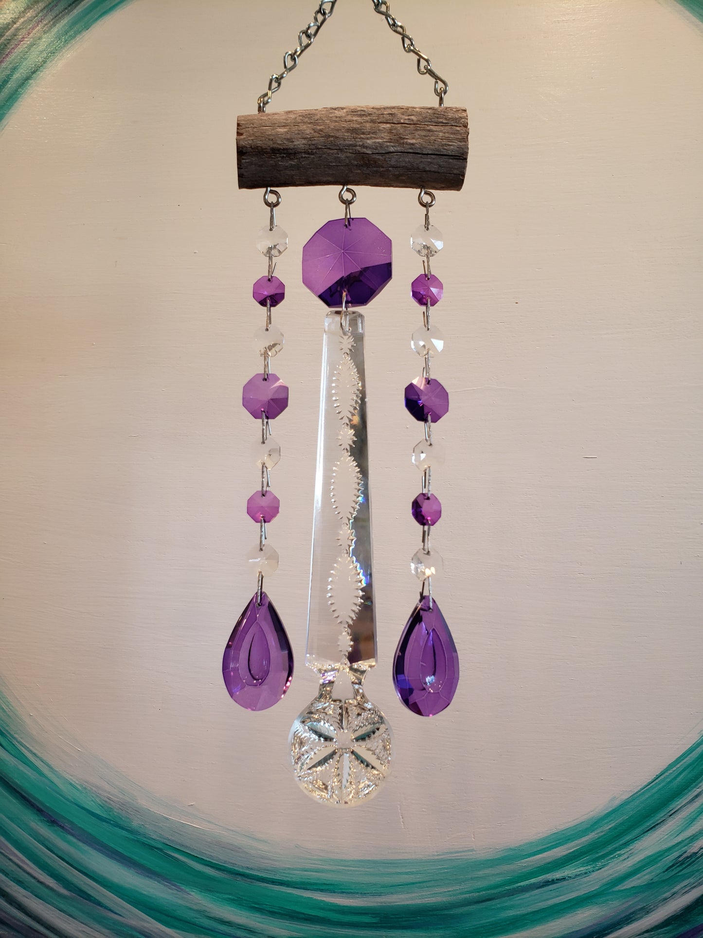 Dazzling Driftwood handmade chandelier crystal windchime suncatcher