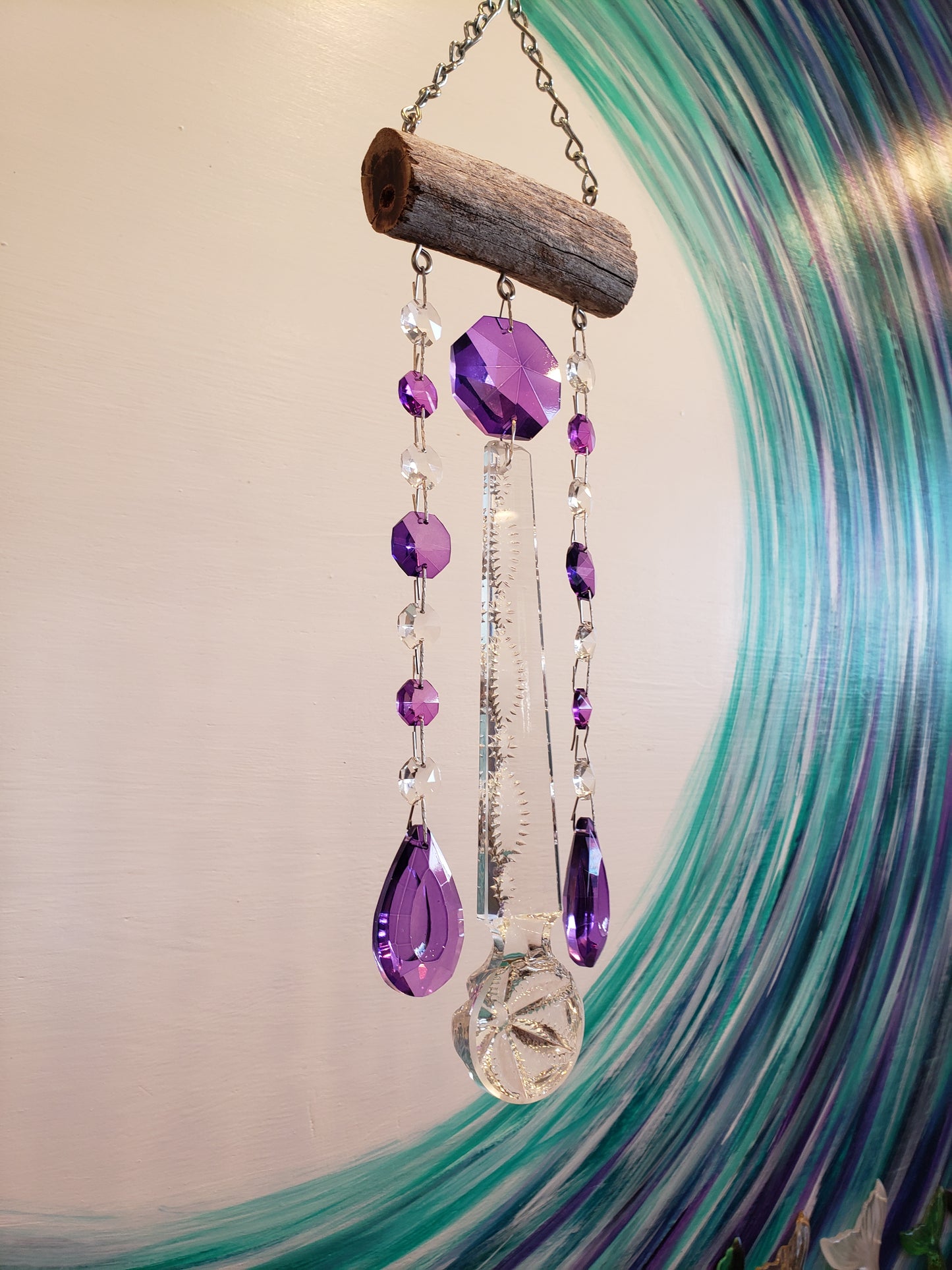 handmade chandelier crystal windchime suncatchers by Dazzling Driftwood 