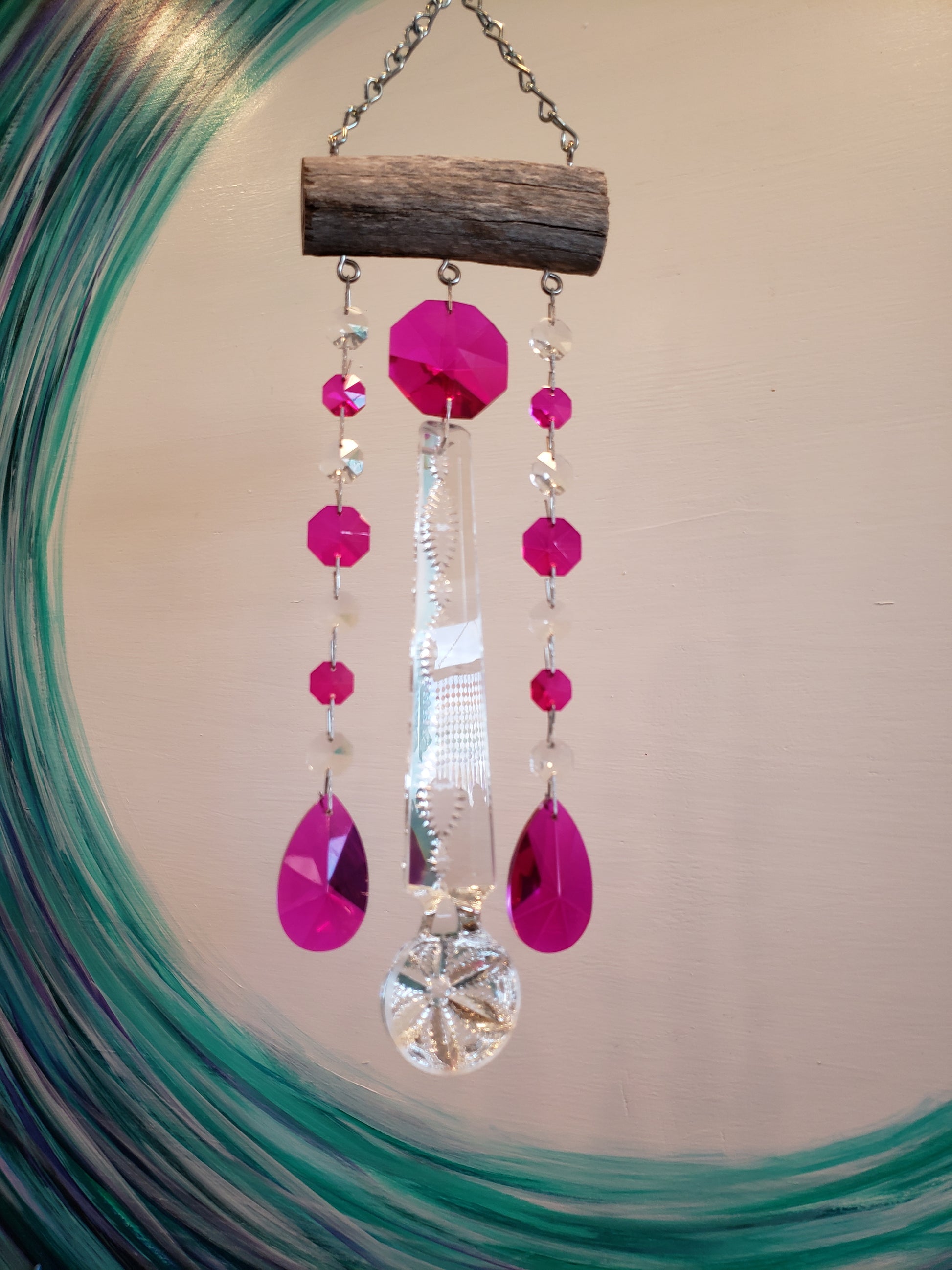 Dazzling Driftwood handmade unique windchime suncatcher