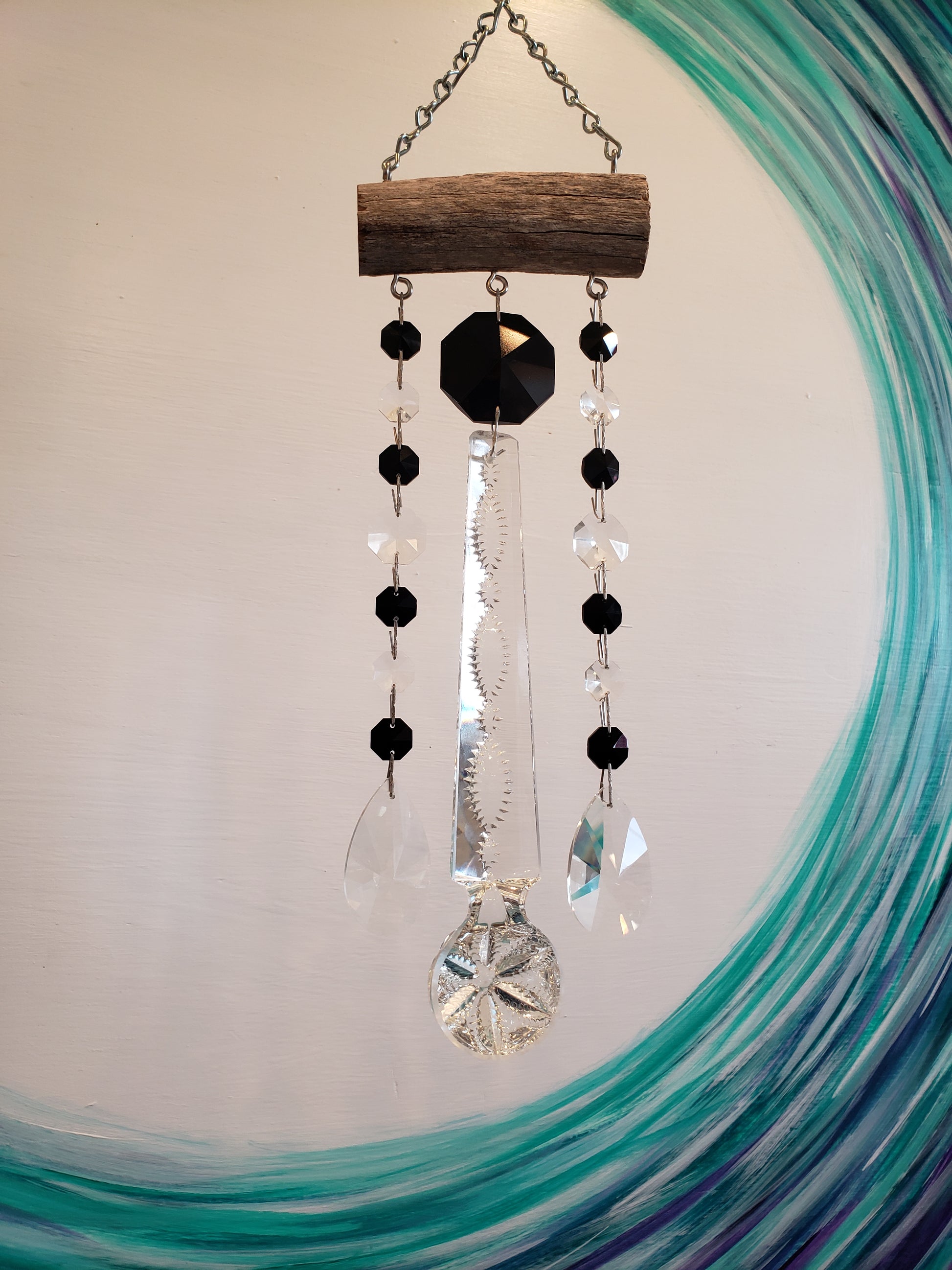 unique handmade chandelier crestal windchime suncatchers, by Dazzling Driftwood