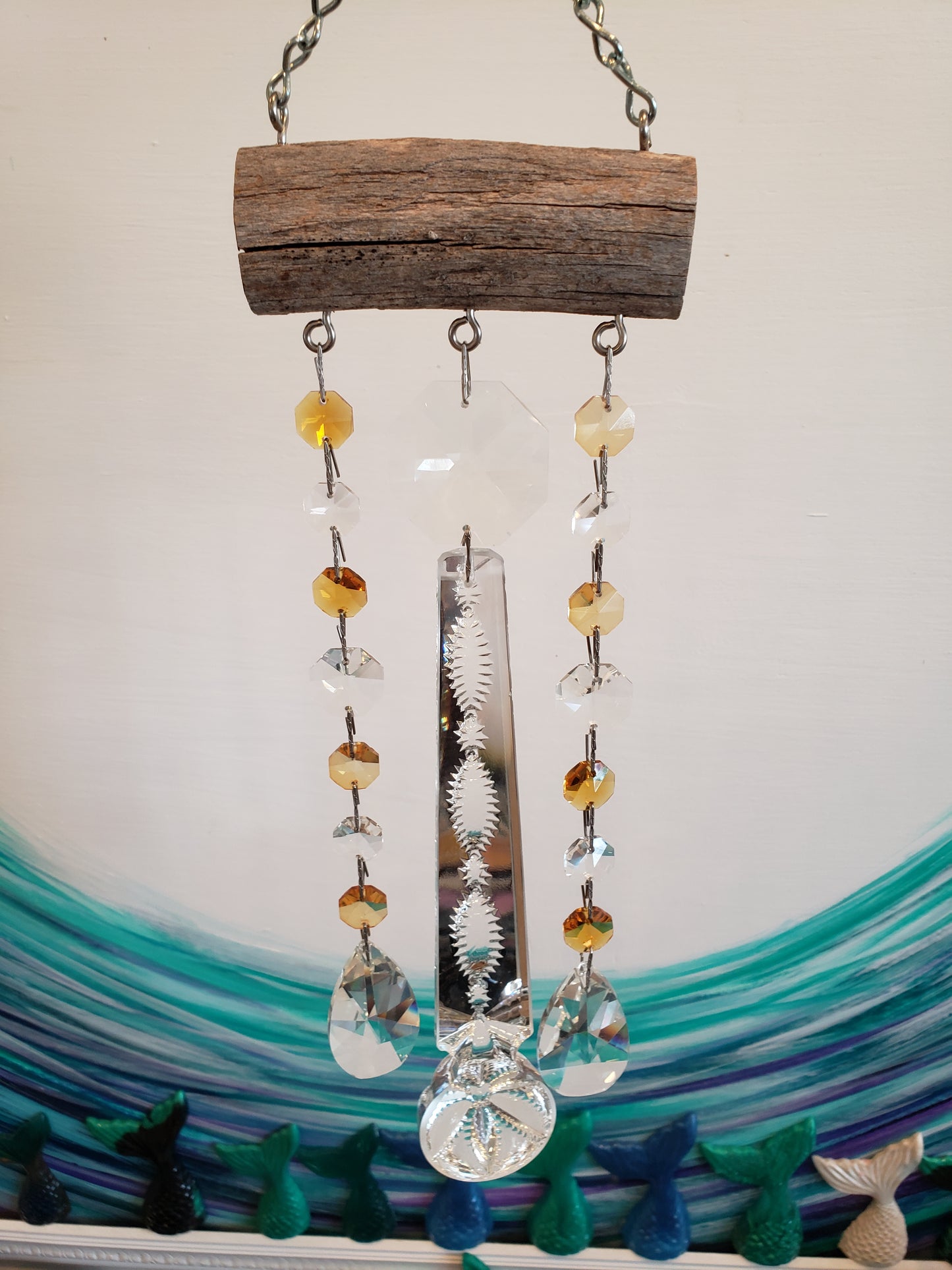 Dazzling driftwood handmade windchimes and suncatchers  unique gifts