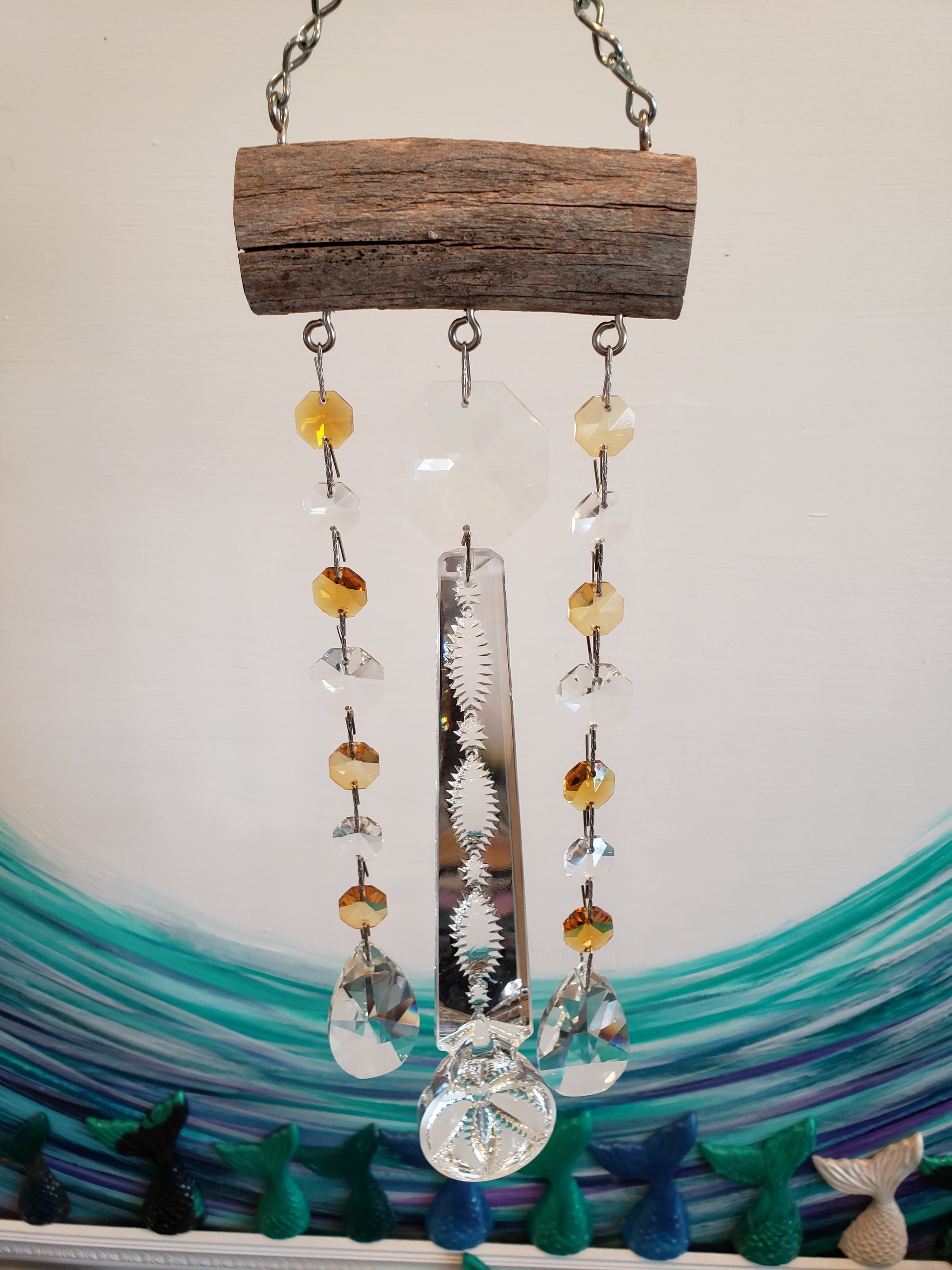 Dazzling driftwood handmade windchimes and suncatchers  unique gifts
