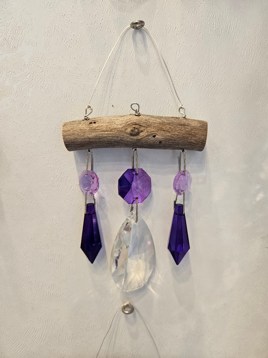 purple chandelier crystal micro 3 suncatcher by Dazzling Driftwood