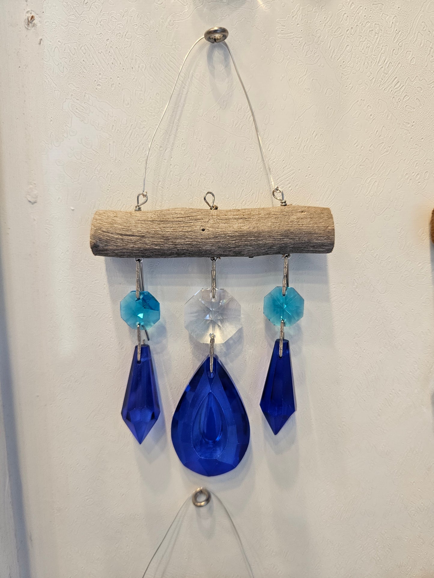 Blue chandelier crystal suncatcher micro 3 by Dazzling Driftwood 