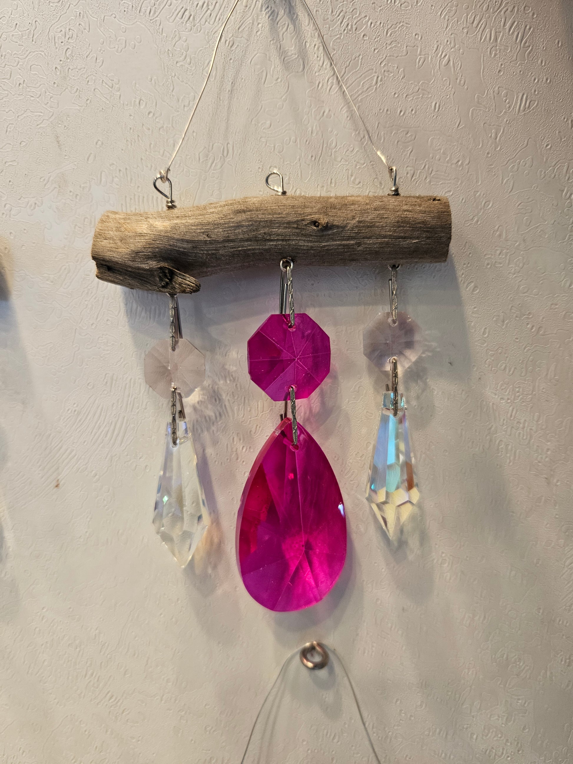 Pink chandelier crystal suncatcher micro 3 by Dazzling Driftwood