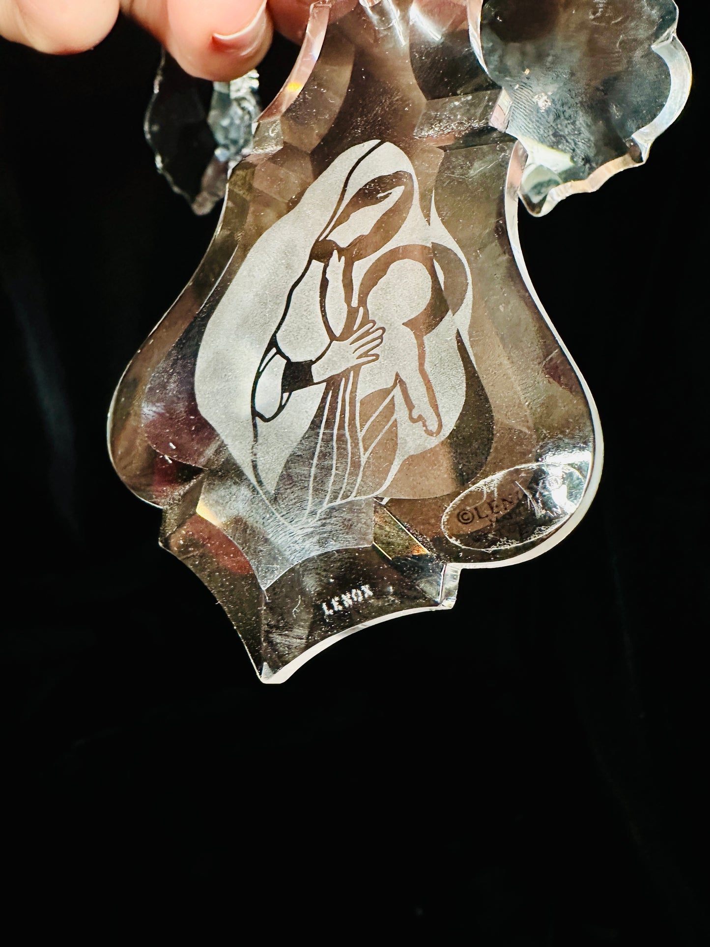 Vintage Lennox crystal nativity suncatcher