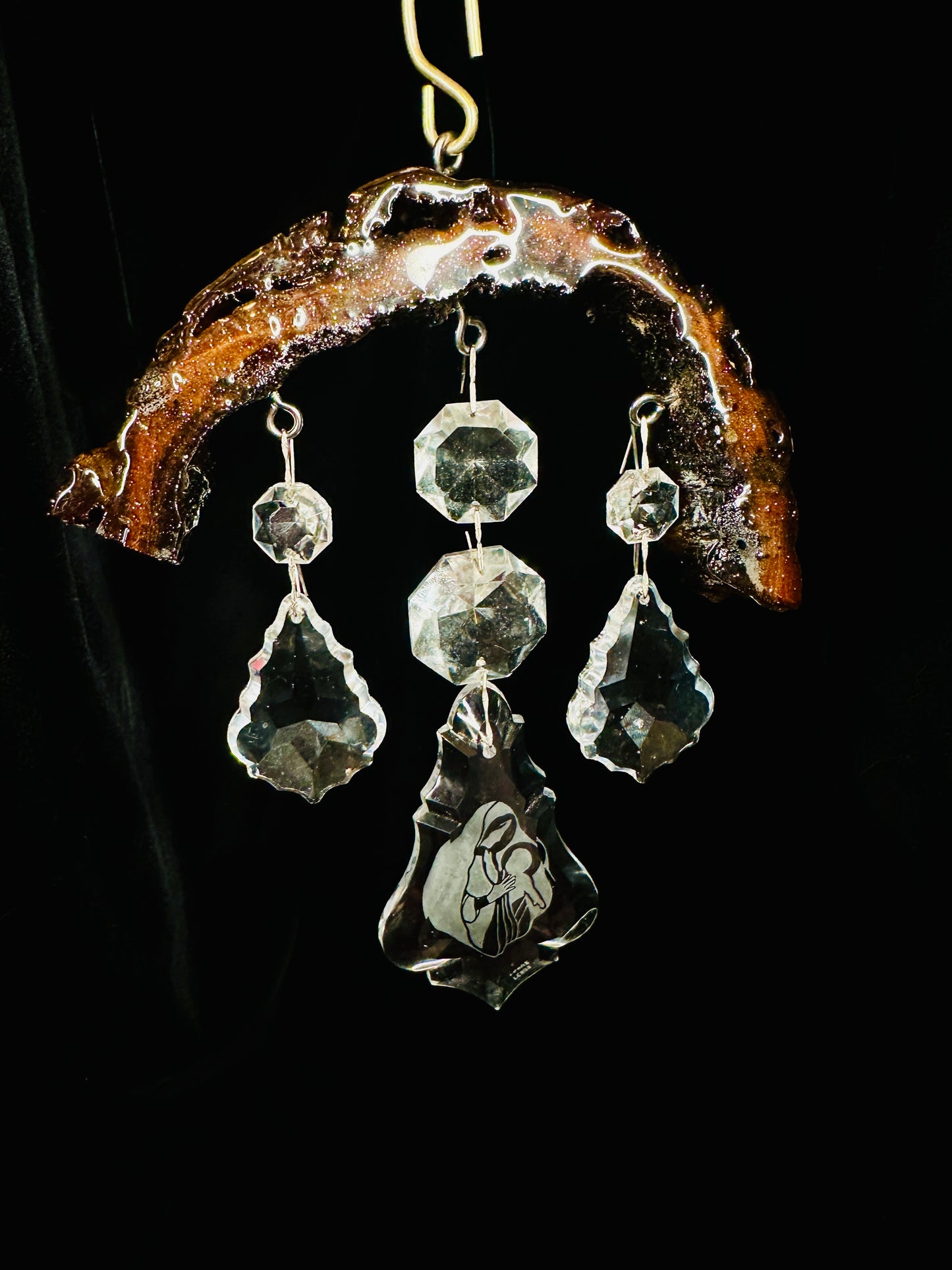 Vintage Lennox crystal nativity suncatcher