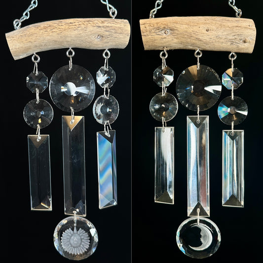 Pair of Sun and Moon Crystal Sun-catching Wind-chimes.