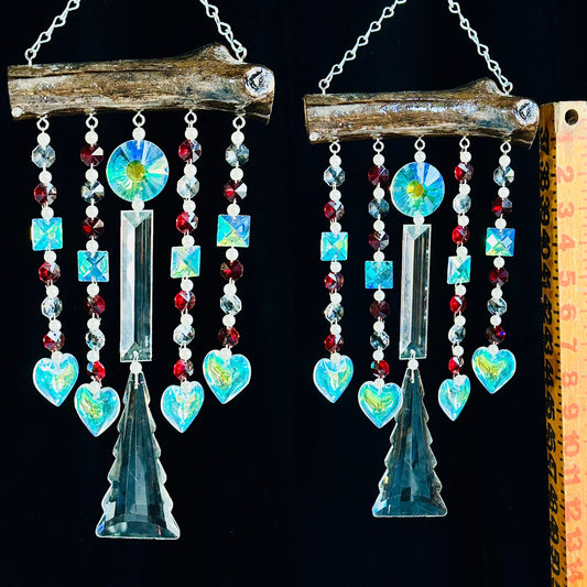 Crystals for Crossed Paws 5 Strand Chorus Line Christmas Tree Crystal Sun-catching Wind-chime