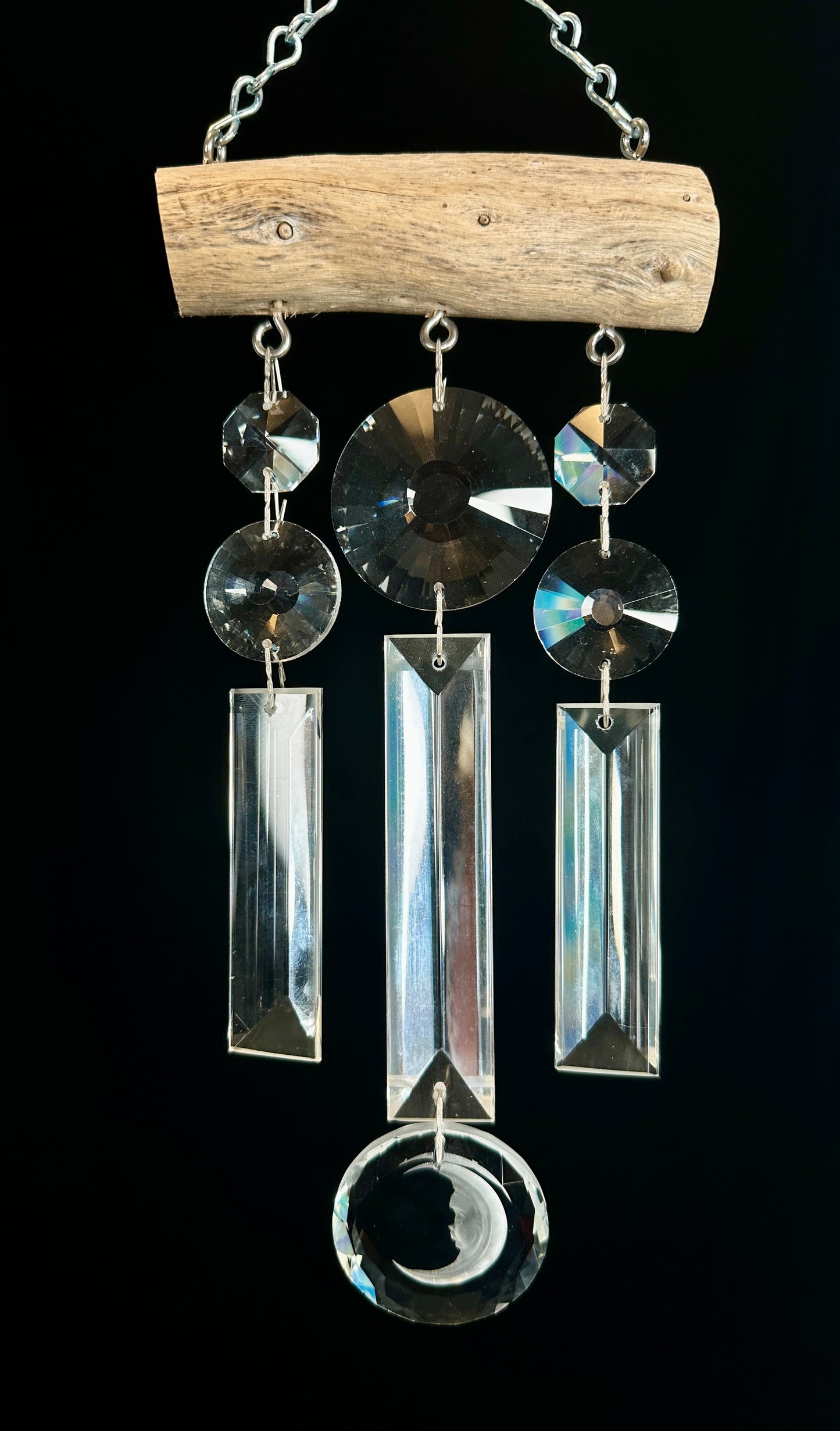Pair of Sun and Moon Crystal Sun-catching Wind-chimes.
