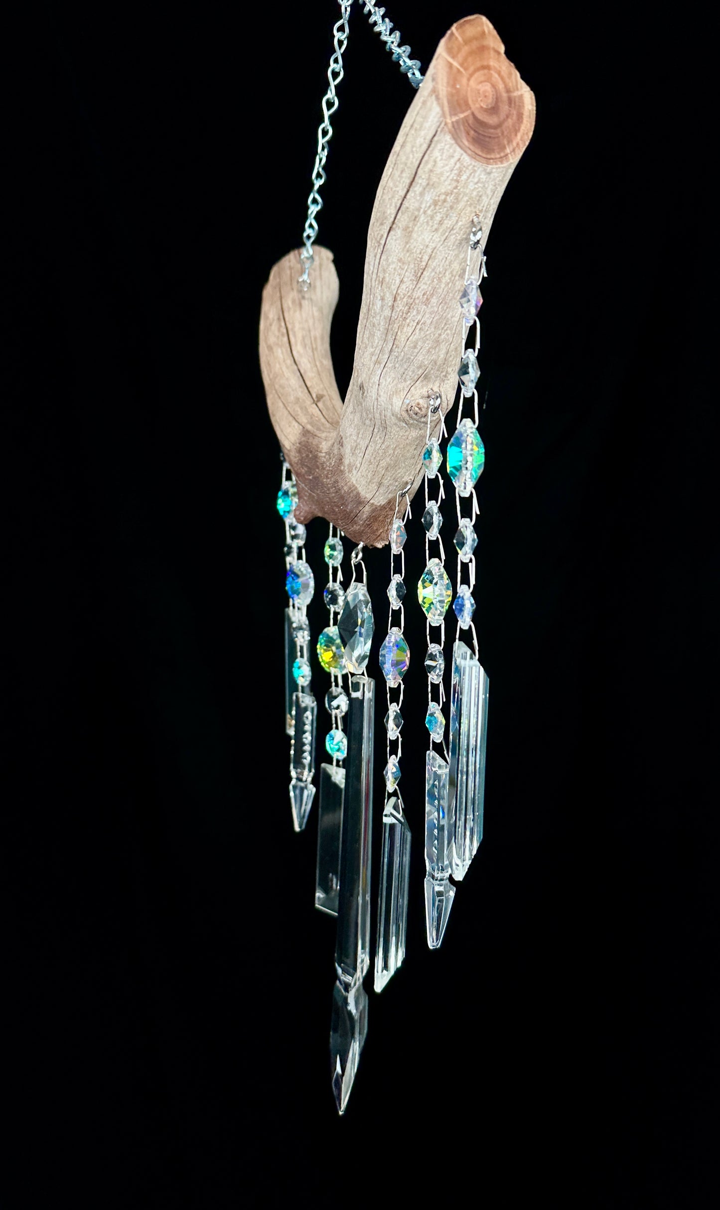 Driftwood & Crystal Mermaid Tail Sun-catching Windchime