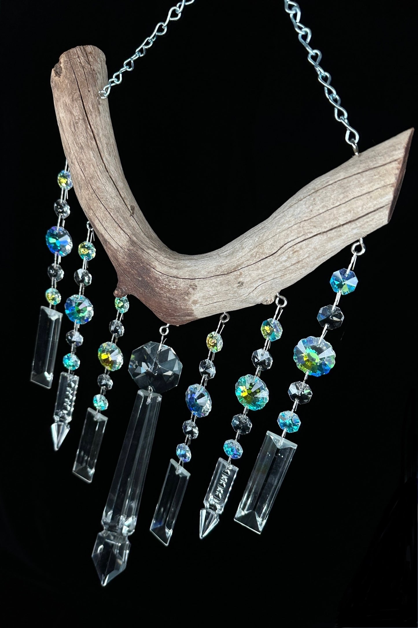 Driftwood & Crystal Mermaid Tail Sun-catching Windchime