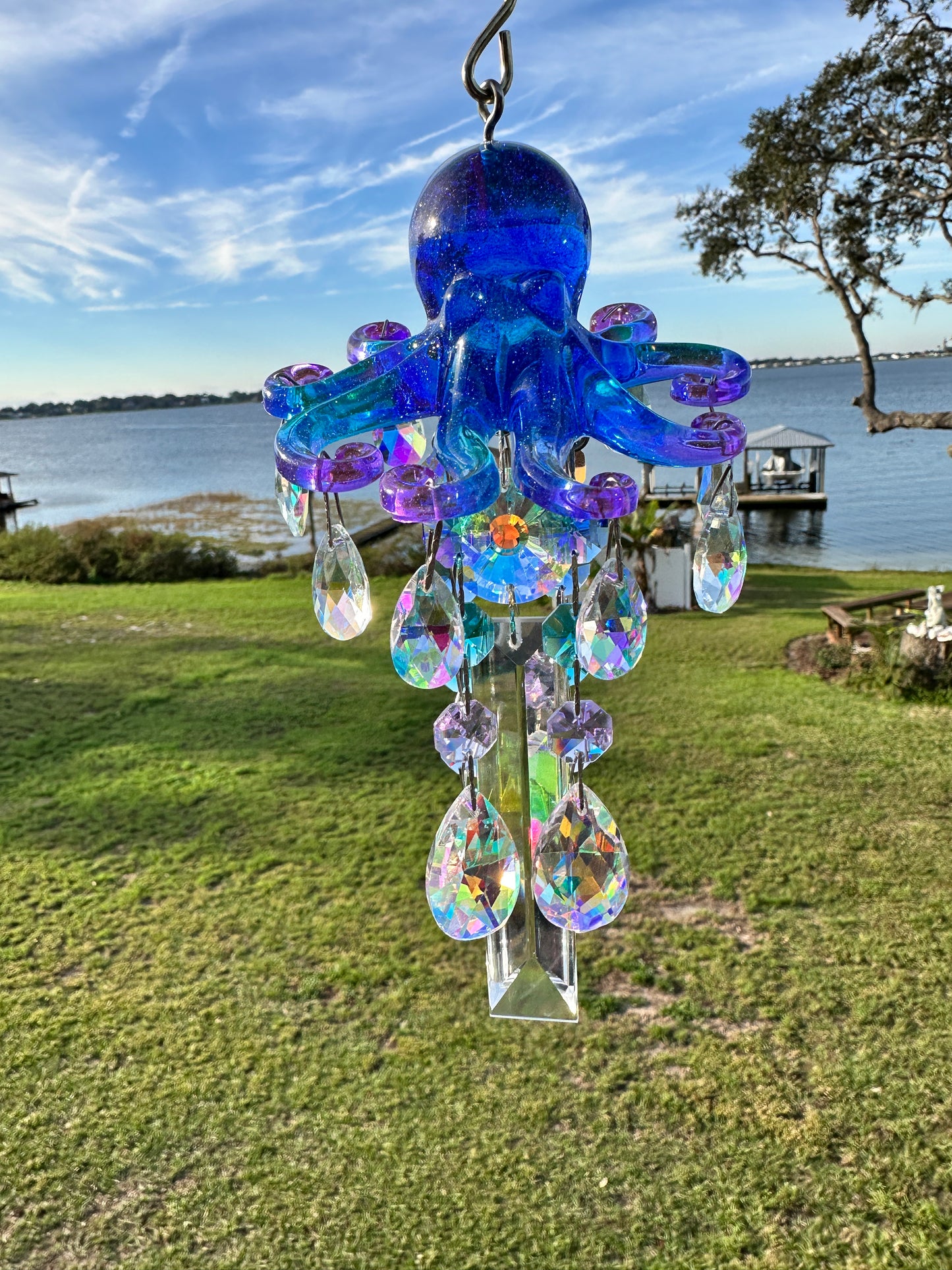Epoxy Resin & Crystal Octopus Suncatching Windchime