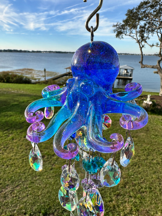 Epoxy Resin & Crystal Octopus Suncatching Windchime