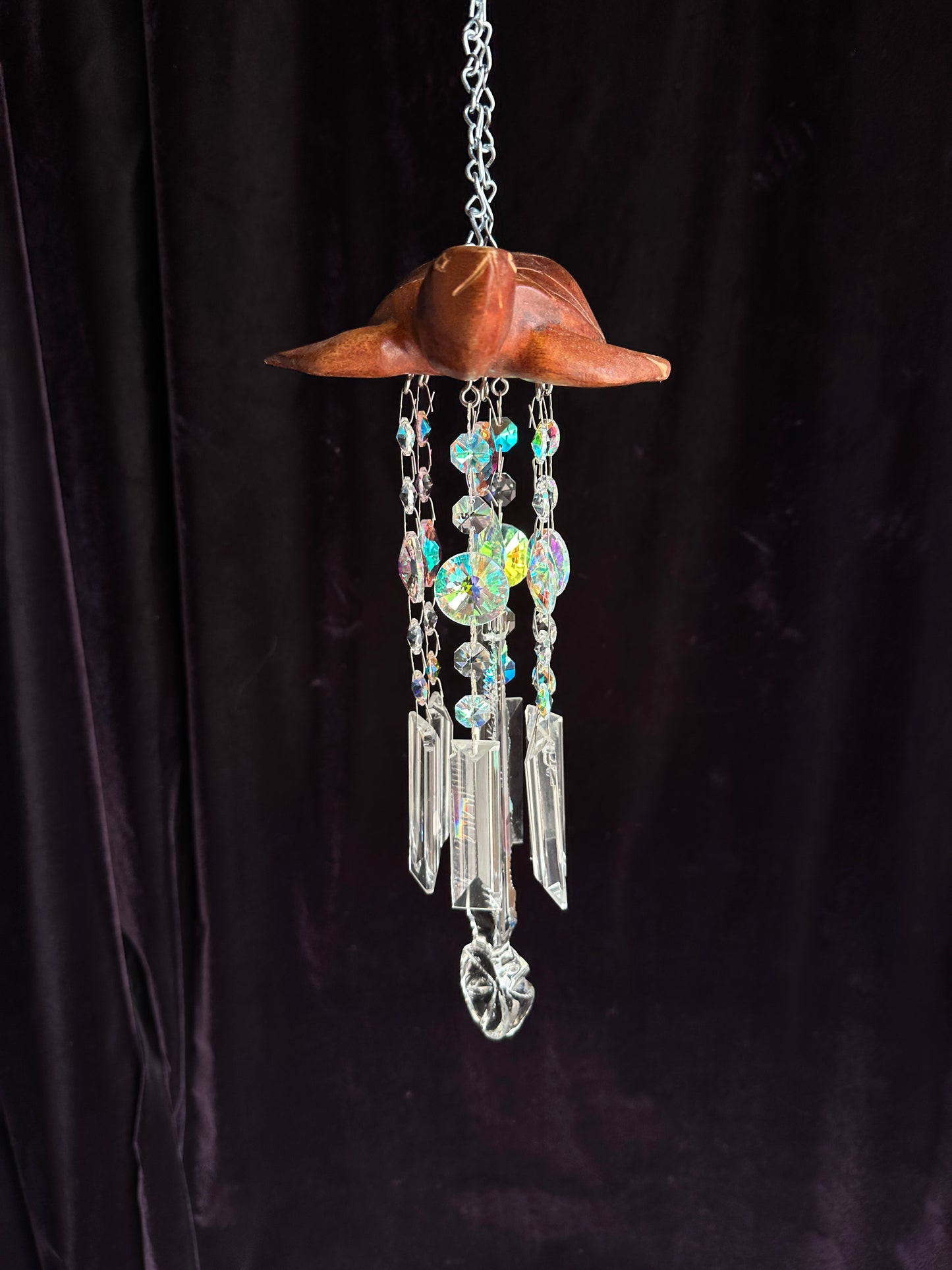 Hand Carved BooBoo Sea-turtle 7 XL Sun-catching Wind-chime