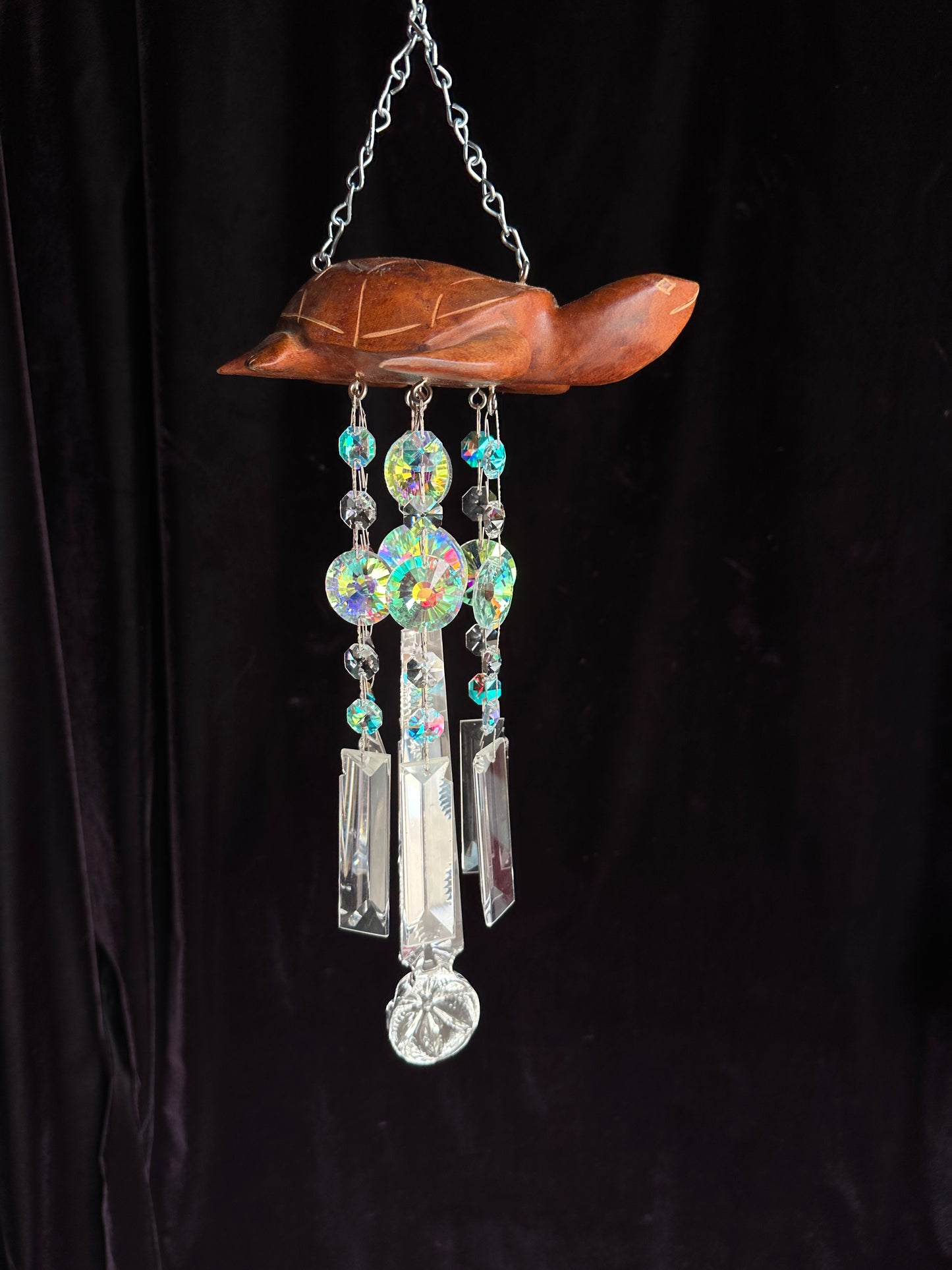 Hand Carved BooBoo Sea-turtle 7 XL Sun-catching Wind-chime